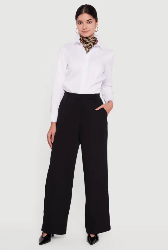 Crepe Knit High Waisted Wide Leg Dress Pants sold by Rainbow