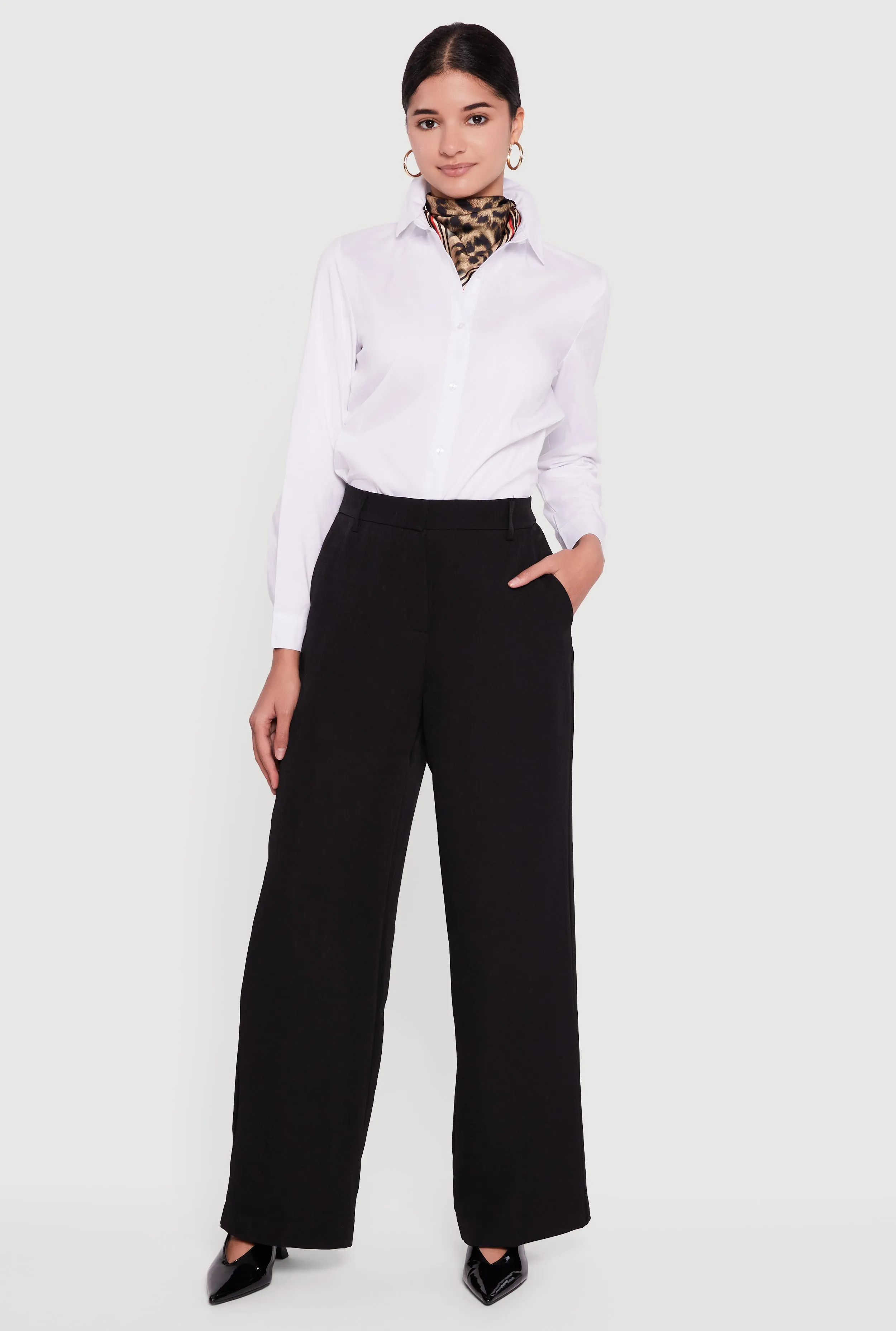 Crepe Knit High Waisted Wide Leg Dress Pants sold by Rainbow