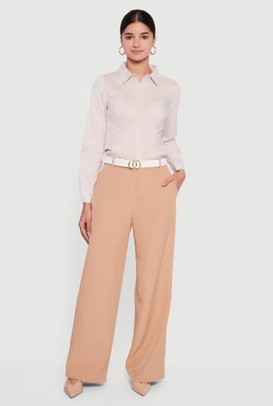 Crepe Knit High Waisted Wide Leg Dress Pants sold by Rainbow