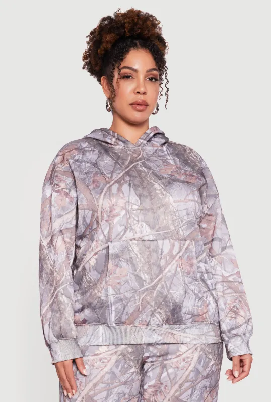 Plus Size Almost Famous Hunter Camouflage Pullover Hoodie sold by Rainbow
