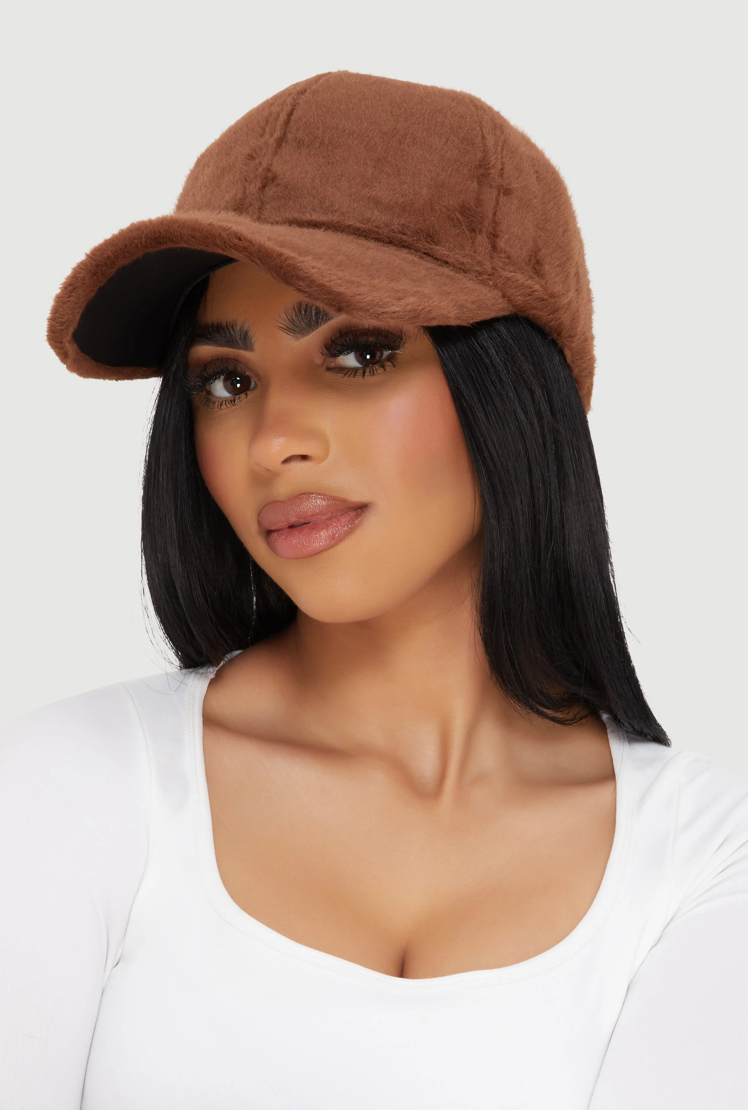 Solid Faux Fur Baseball Cap sold by Rainbow product image thumbnail 2