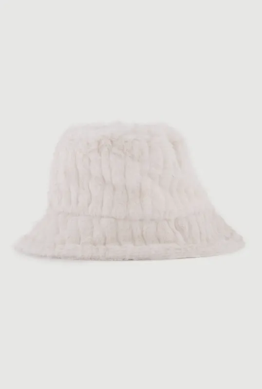Faux Fur Ribbed Knit Bucket Hat sold by Rainbow