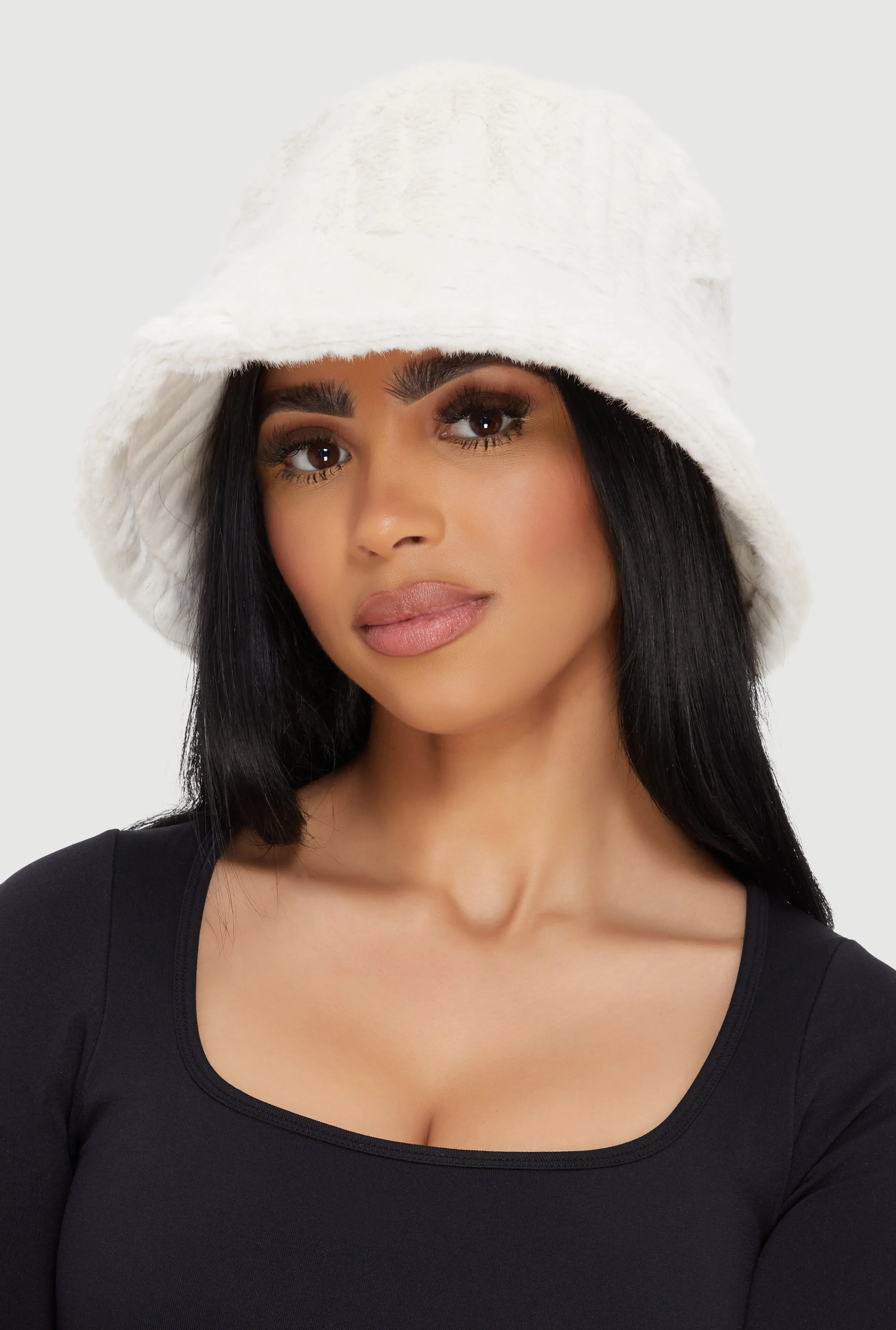 Faux Fur Ribbed Knit Bucket Hat sold by Rainbow product image thumbnail 2