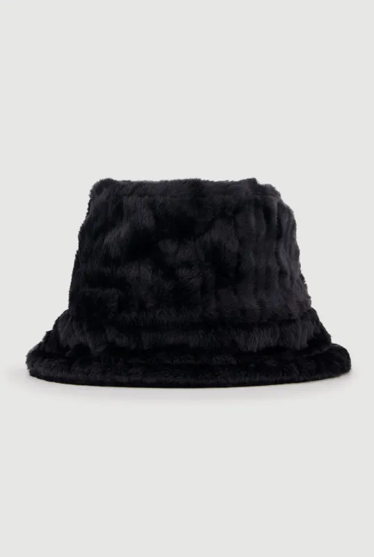 Faux Fur Ribbed Knit Bucket Hat sold by Rainbow
