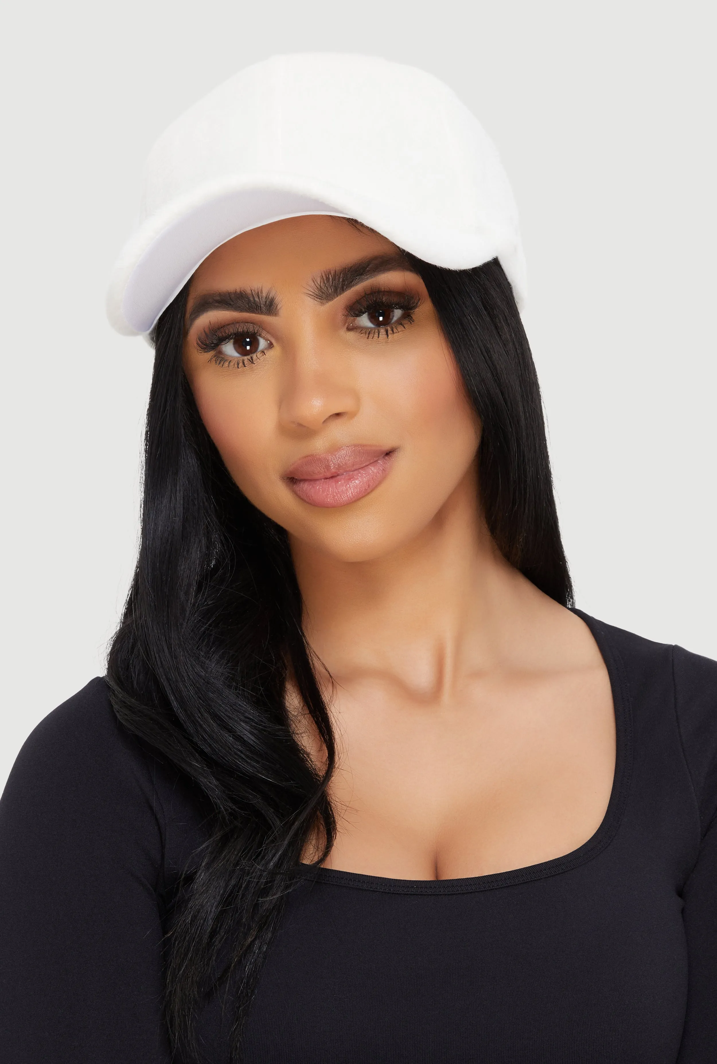 Solid Faux Fur Baseball Cap sold by Rainbow product image thumbnail 2