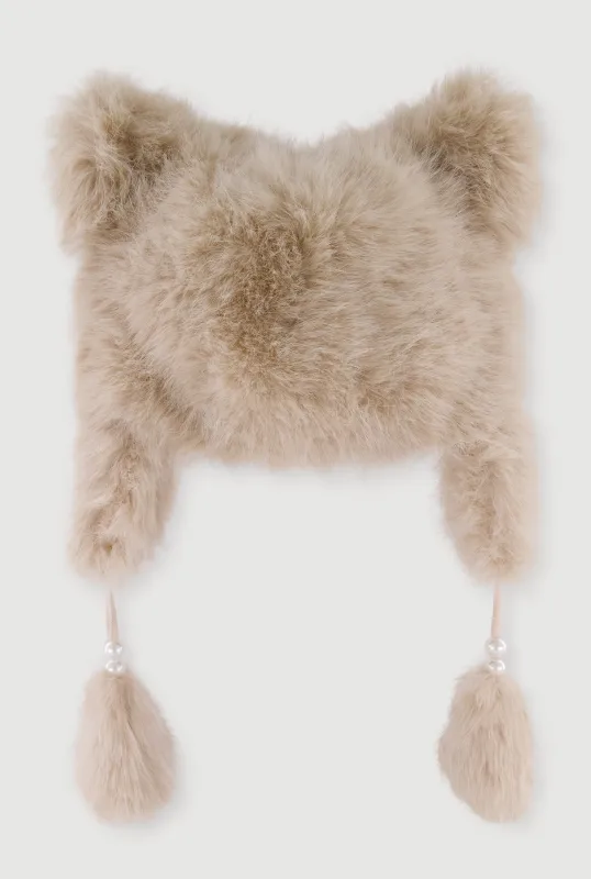 Faux Fur Bear Ears Trapper Hat sold by Rainbow