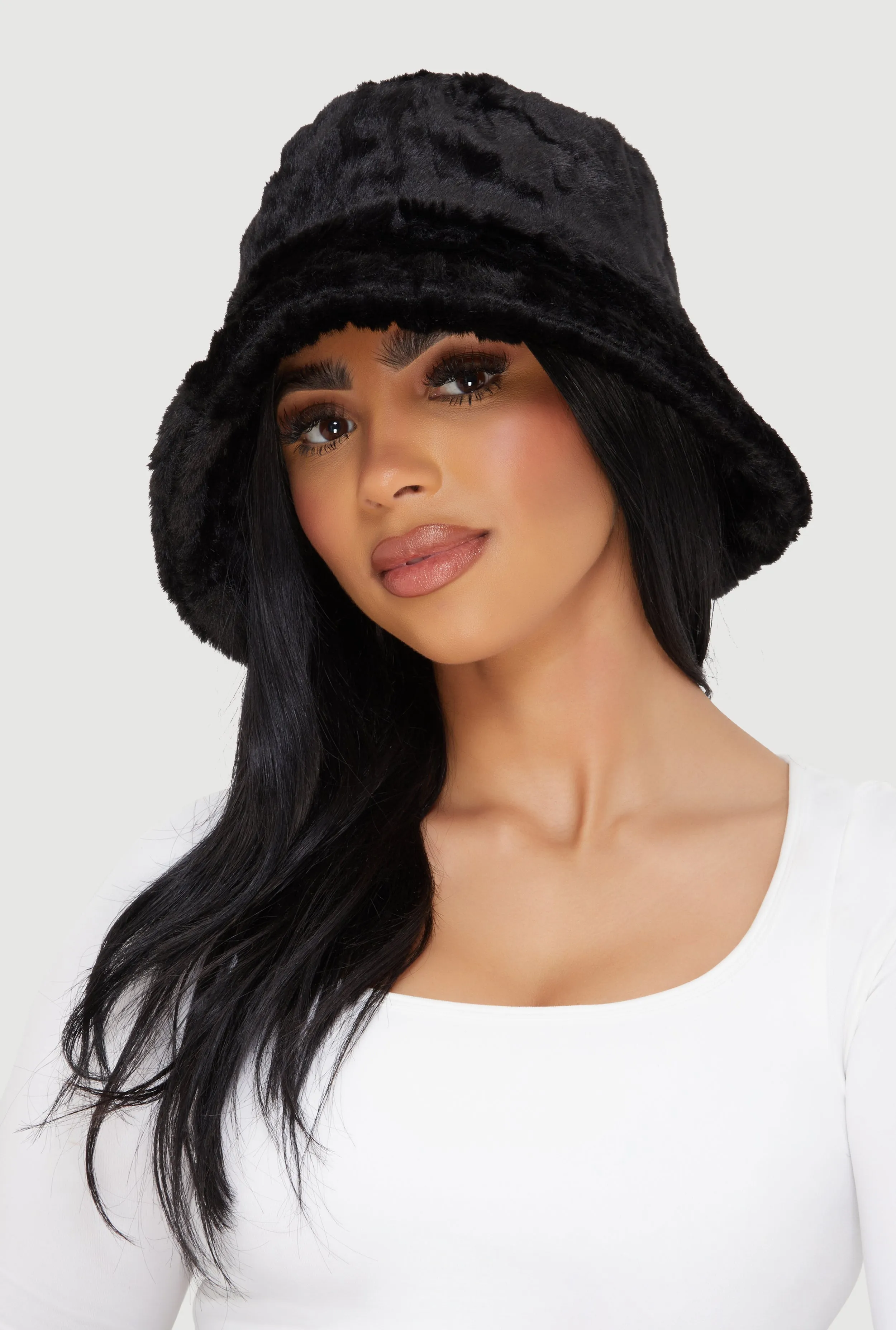 Faux Fur Ribbed Knit Bucket Hat sold by Rainbow product image thumbnail 2