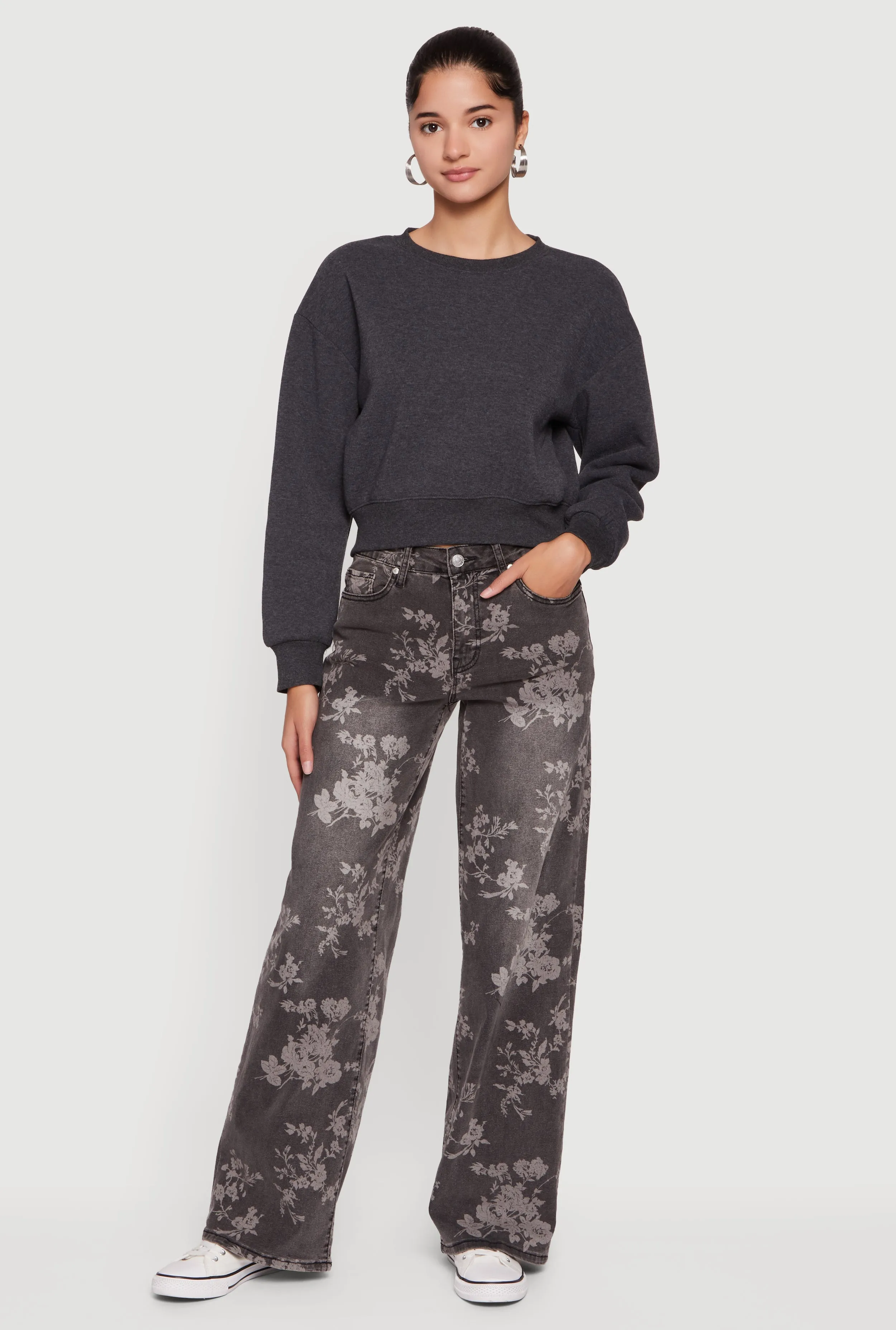 Crew Neck Cropped Pullover Sweatshirt sold by Rainbow