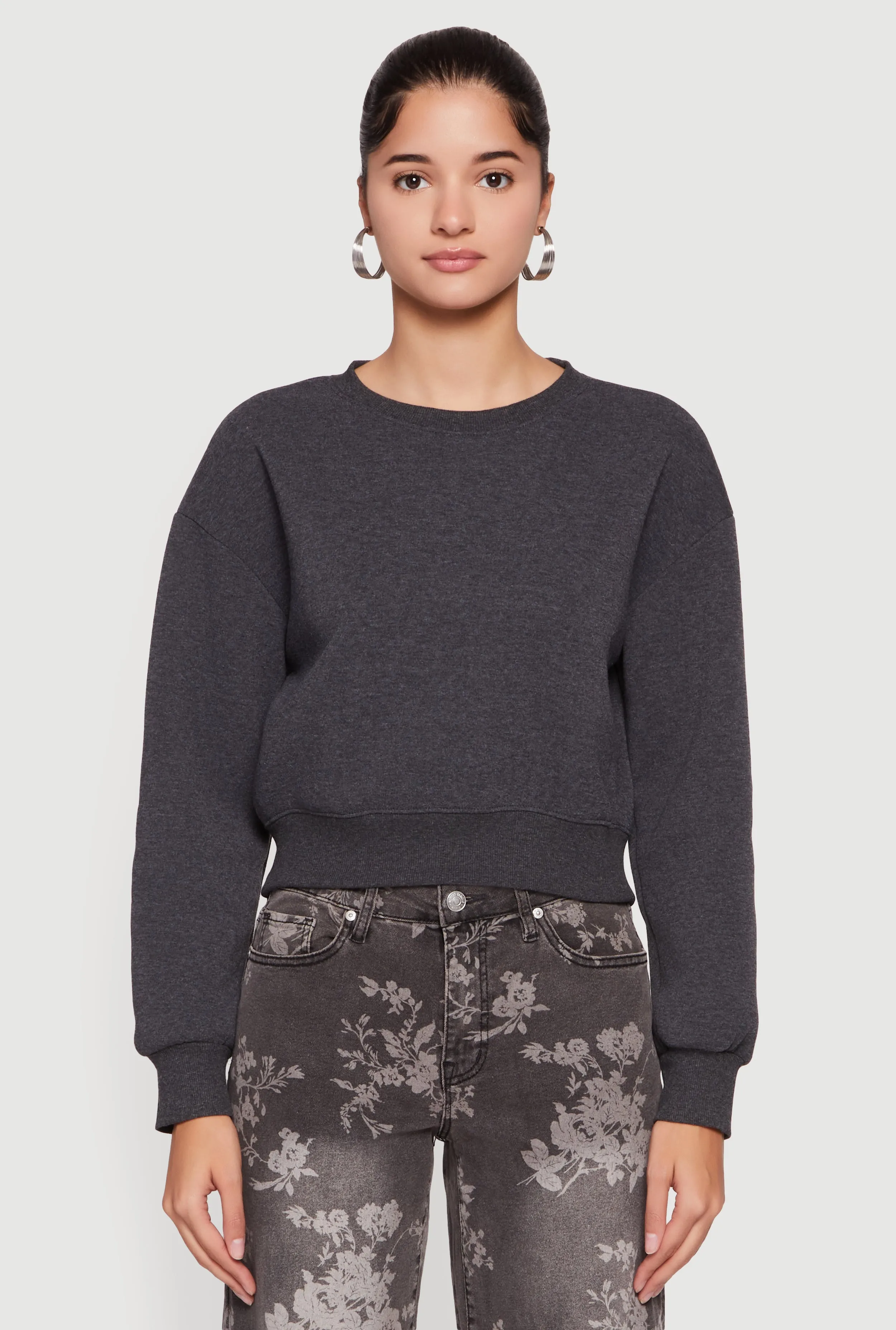Crew Neck Cropped Pullover Sweatshirt sold by Rainbow product image thumbnail 2
