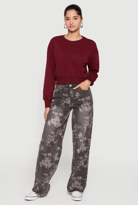 Crew Neck Cropped Pullover Sweatshirt sold by Rainbow