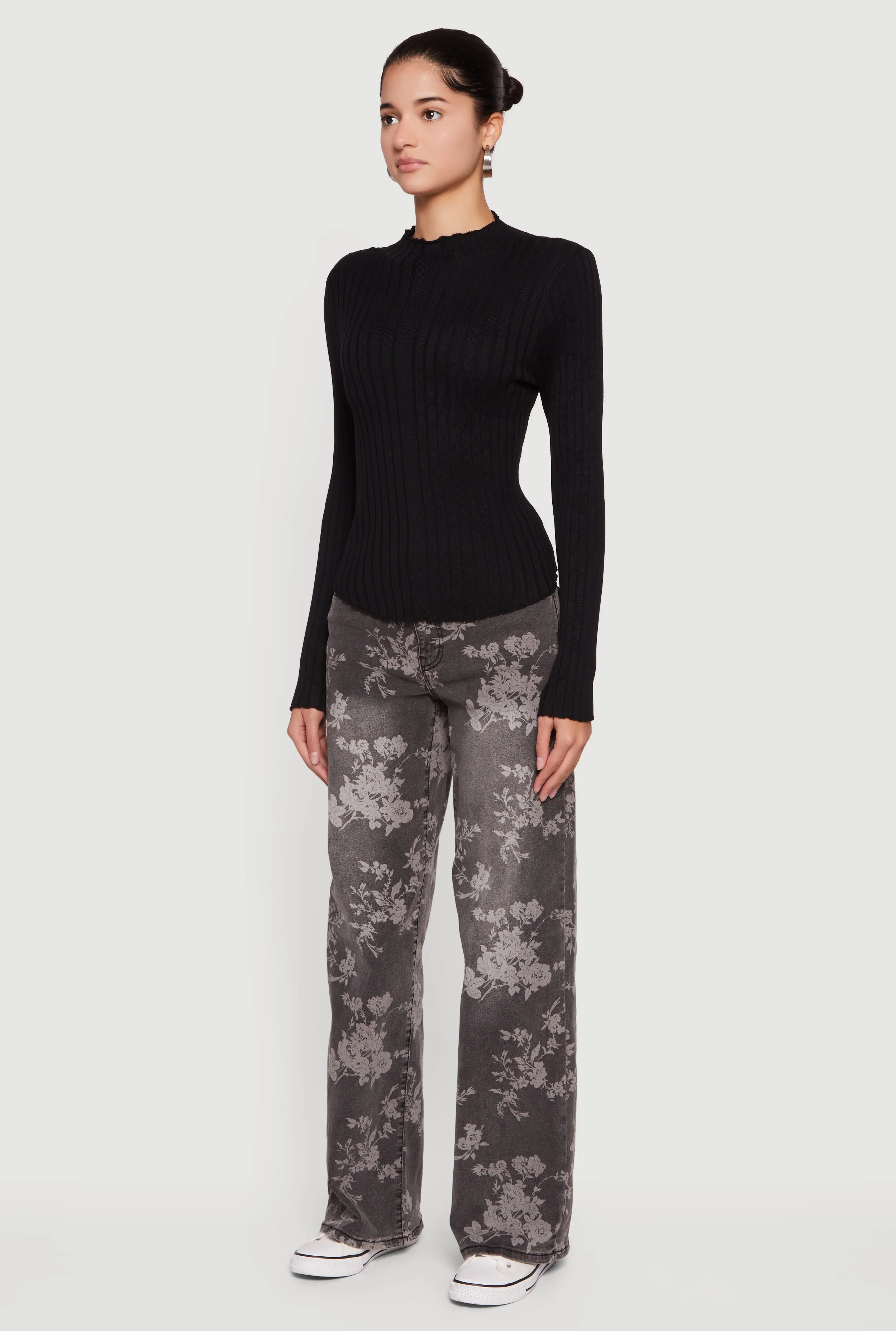 Rib Knit Long Sleeve Mock Neck Sweater sold by Rainbow product image thumbnail 5