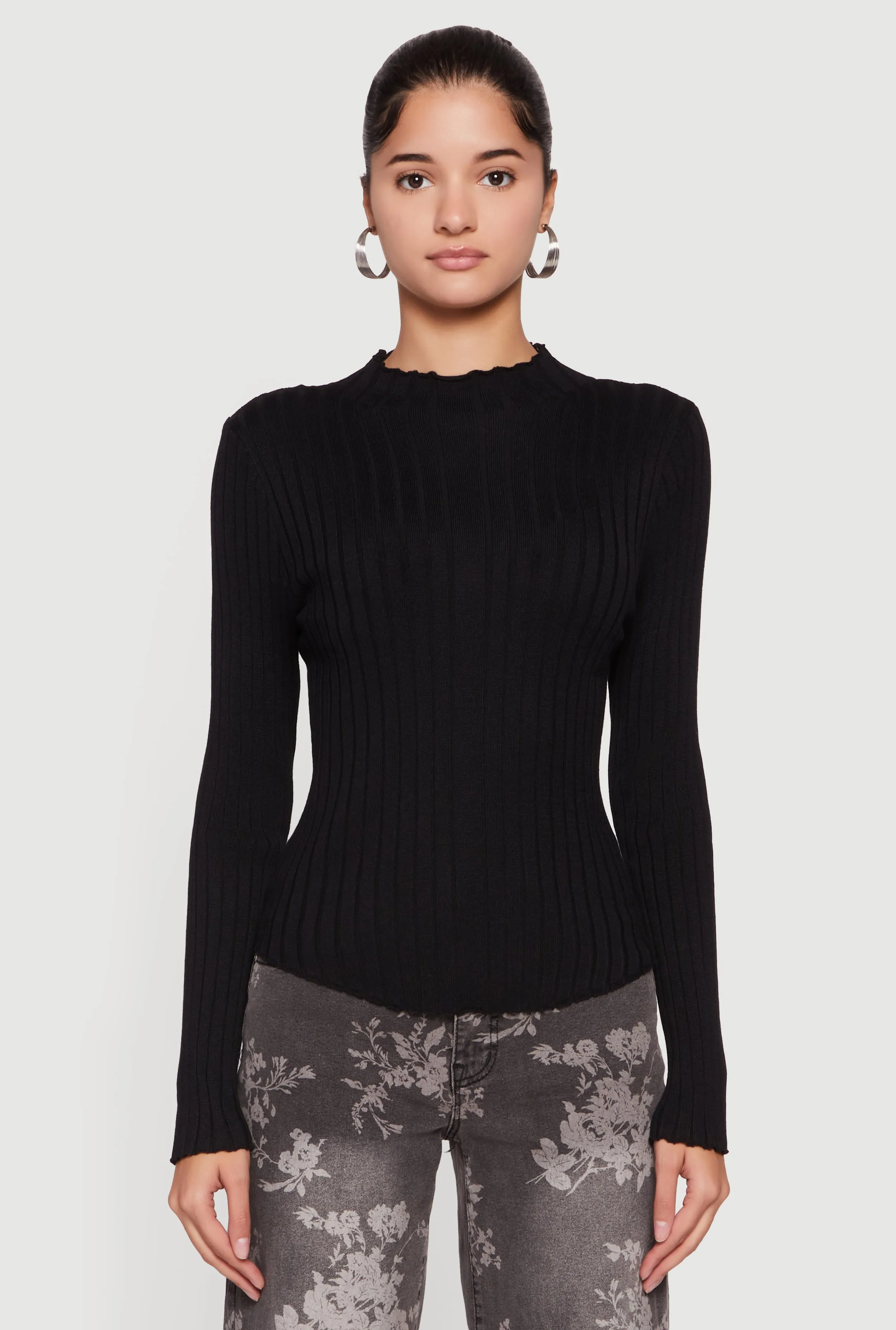 Rib Knit Long Sleeve Mock Neck Sweater sold by Rainbow product image thumbnail 2