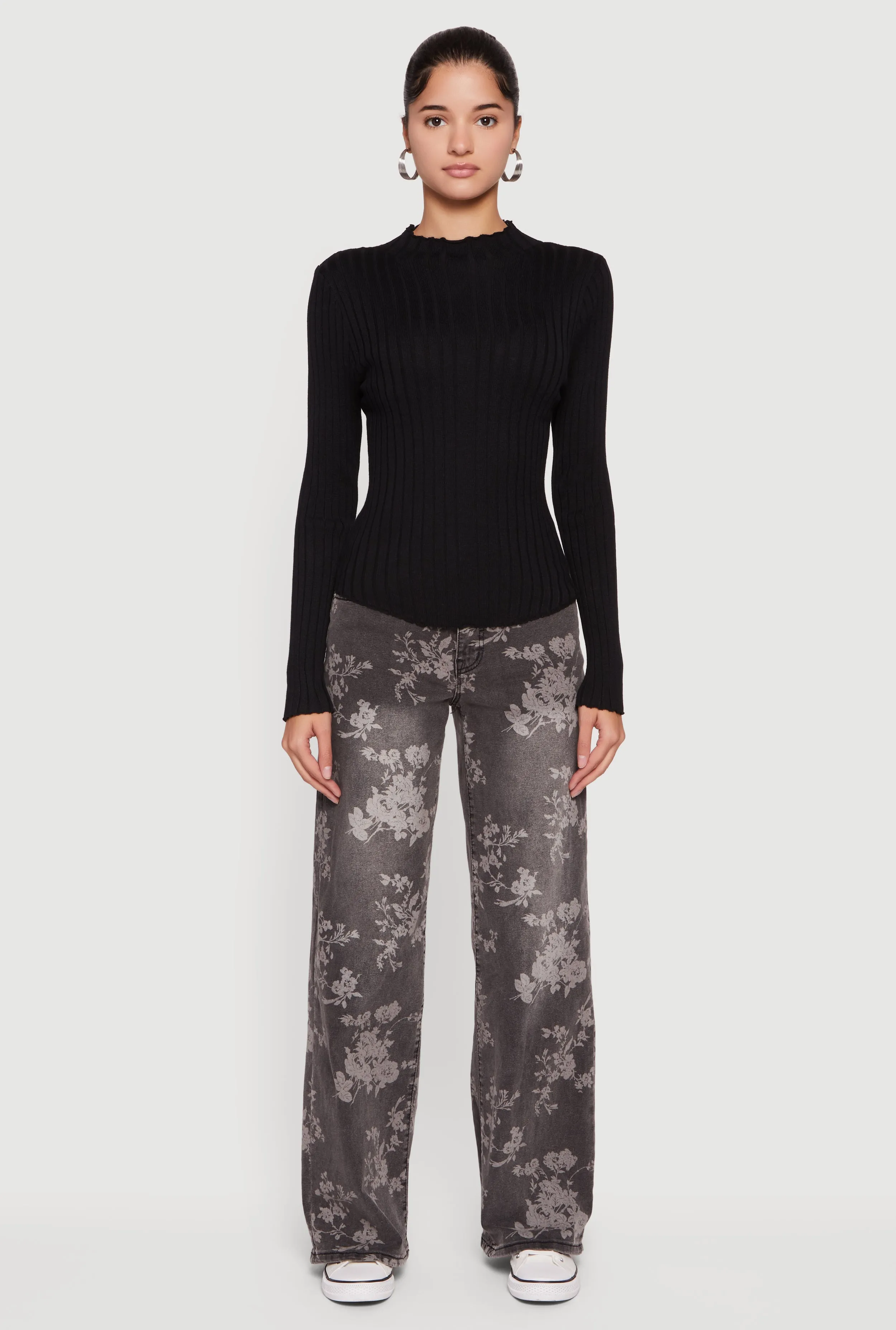 Rib Knit Long Sleeve Mock Neck Sweater sold by Rainbow product image thumbnail 3