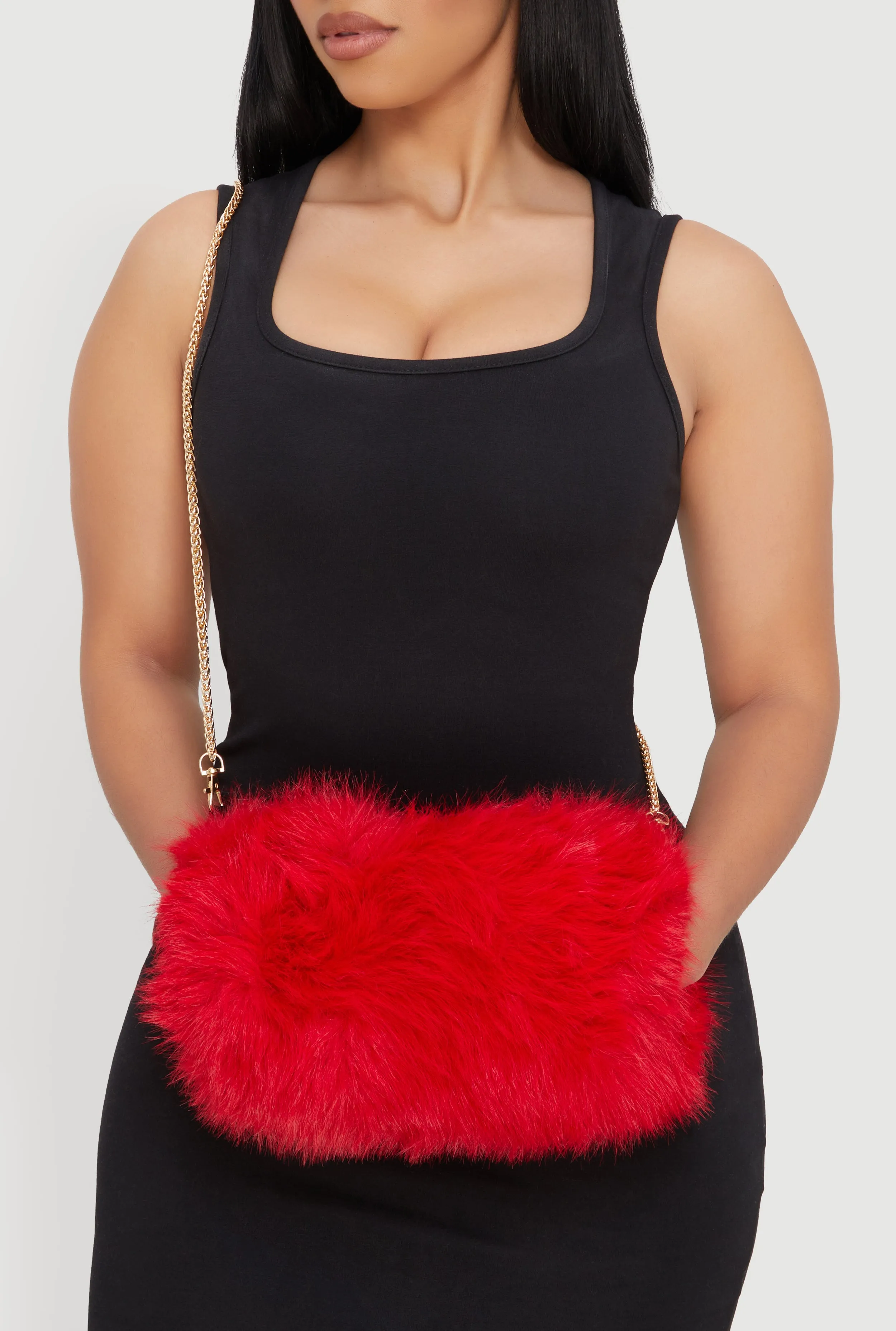 Faux Fur Hand Muff Convertible Clutch Bag sold by Rainbow product image thumbnail 3