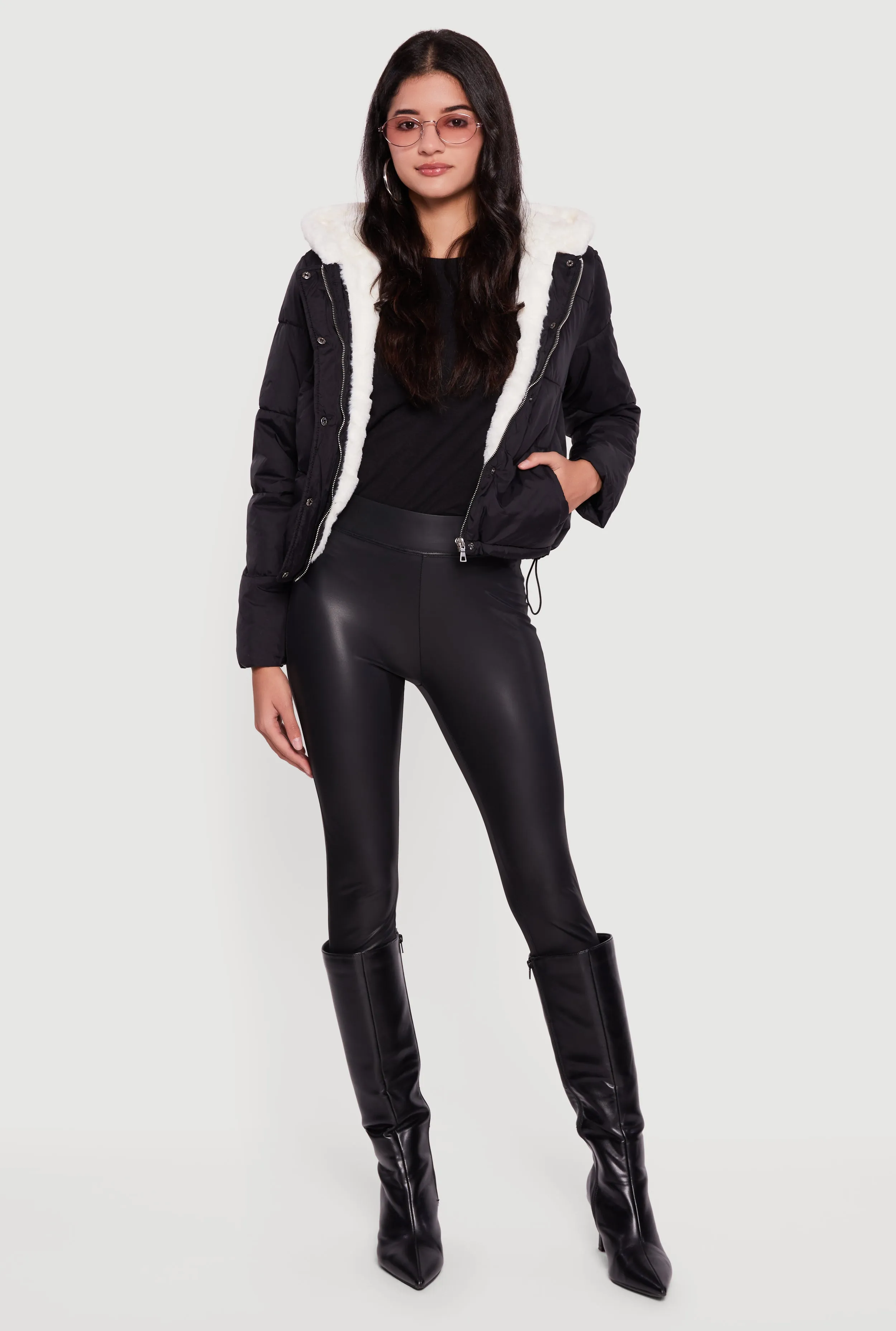 Faux Fur Lined Hooded Puffer Jacket sold by Rainbow