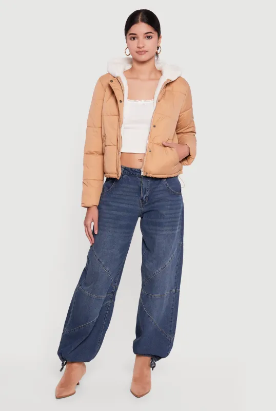 Faux Fur Lined Hooded Puffer Jacket sold by Rainbow