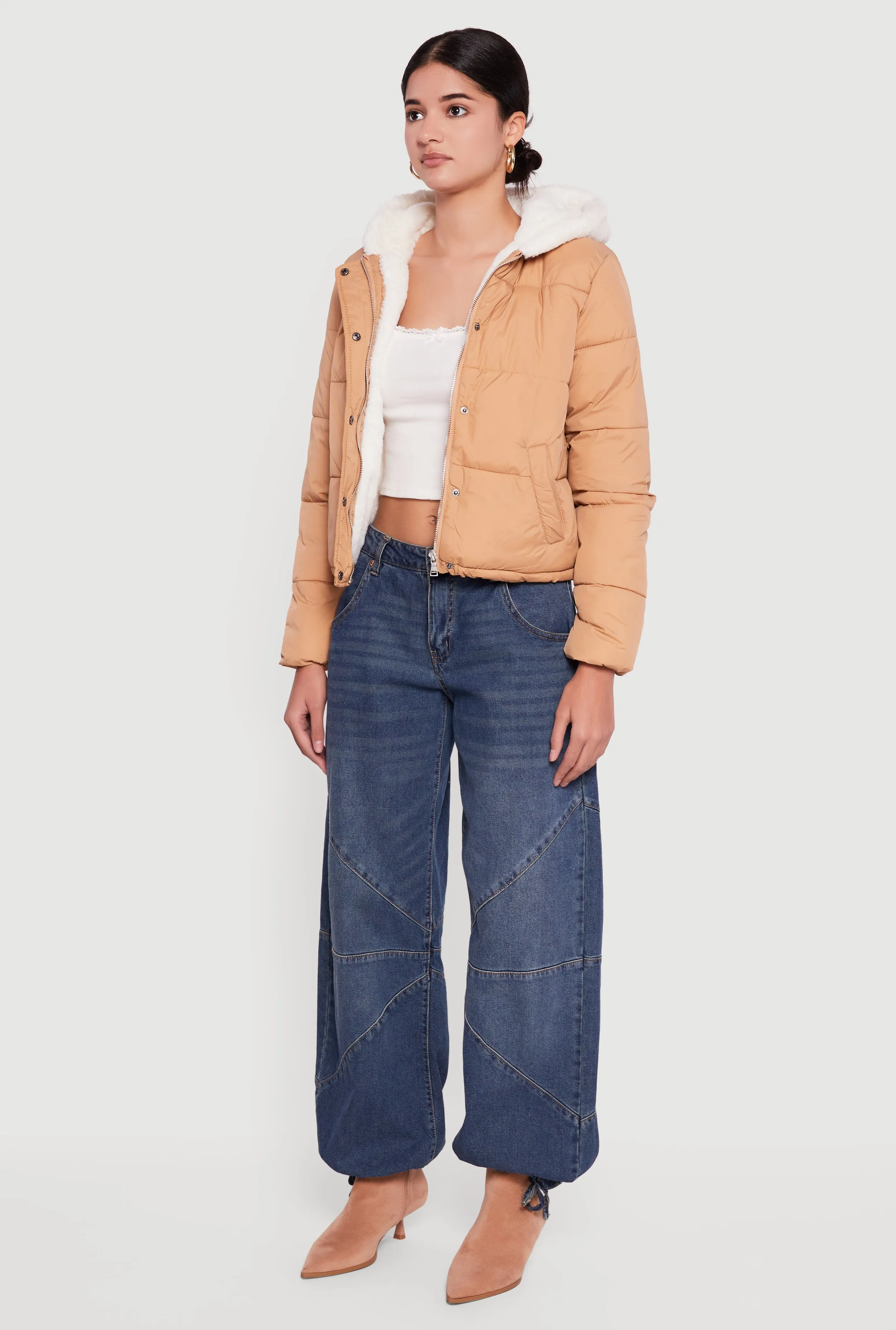 Faux Fur Lined Hooded Puffer Jacket sold by Rainbow product image thumbnail 5