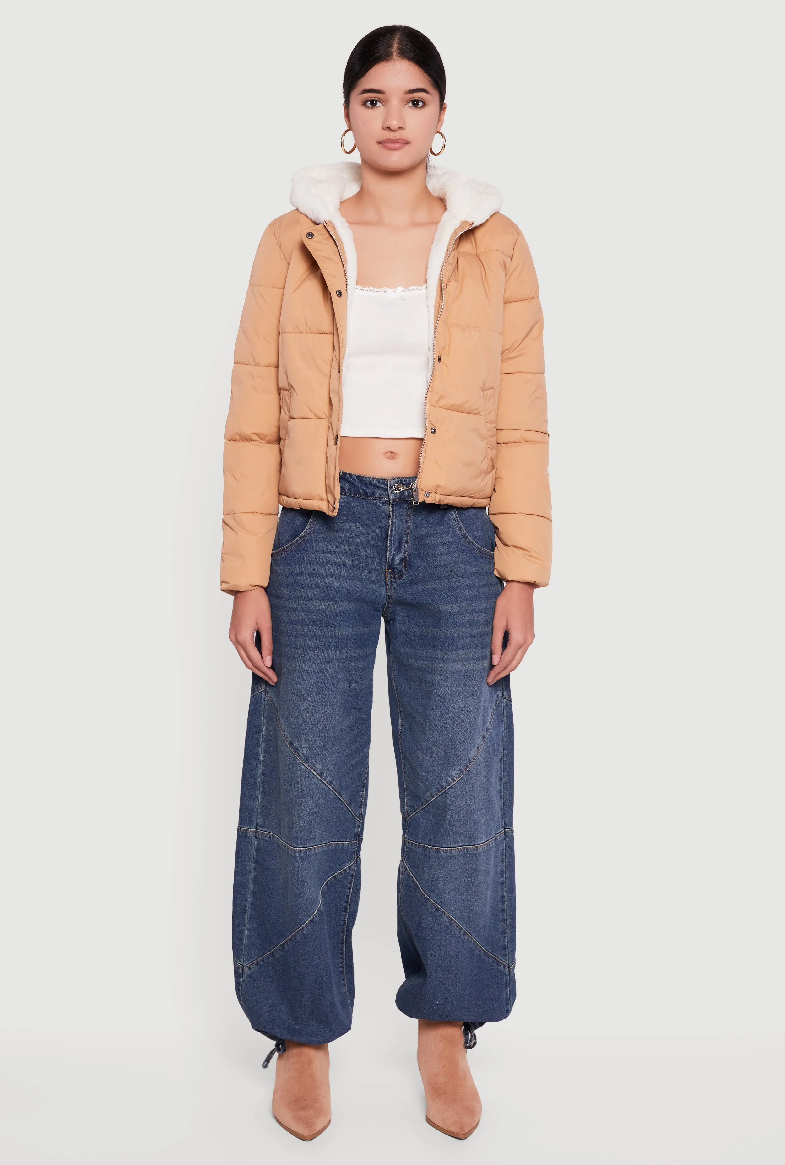 Faux Fur Lined Hooded Puffer Jacket sold by Rainbow product image thumbnail 3