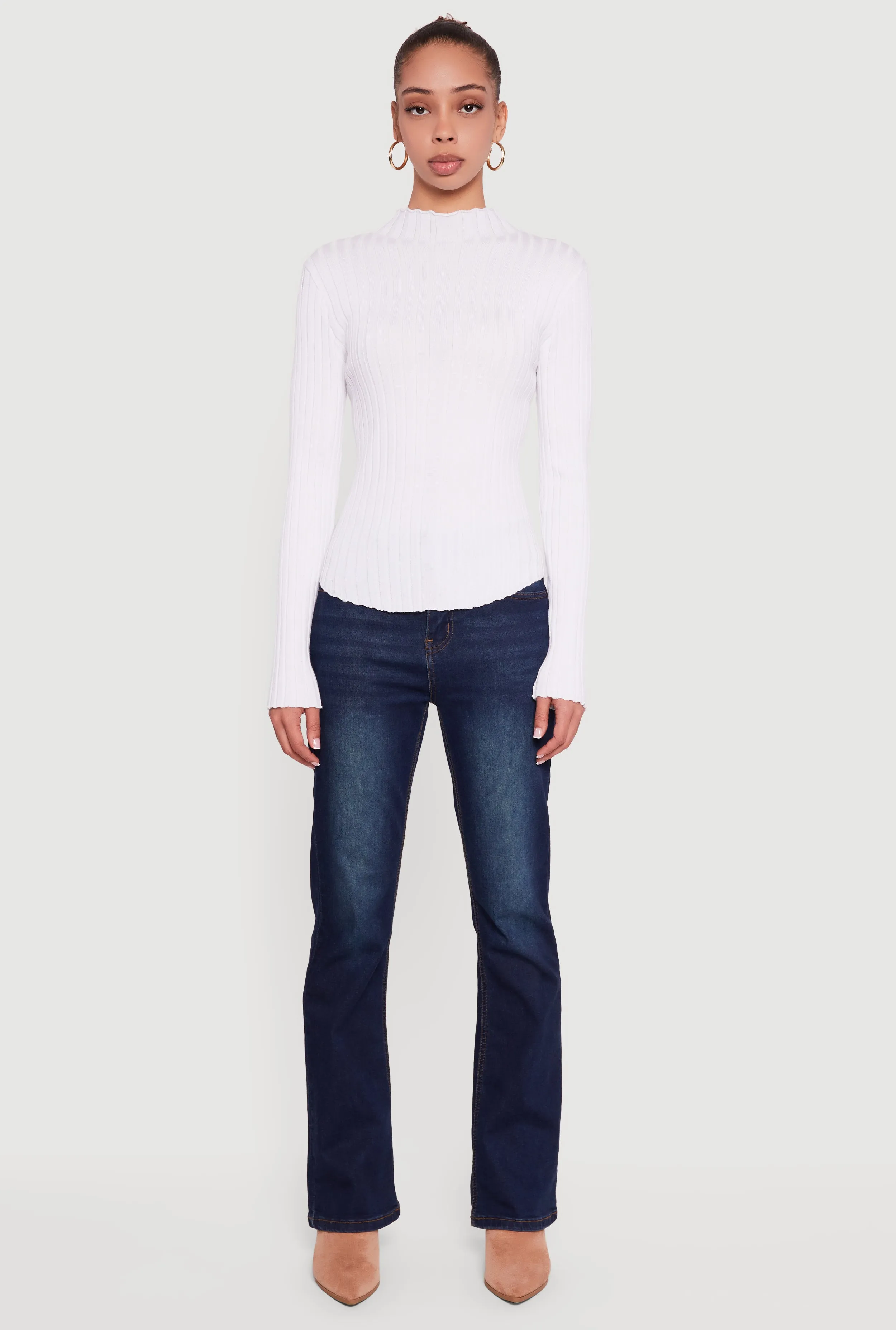 Rib Knit Long Sleeve Mock Neck Sweater sold by Rainbow product image thumbnail 3