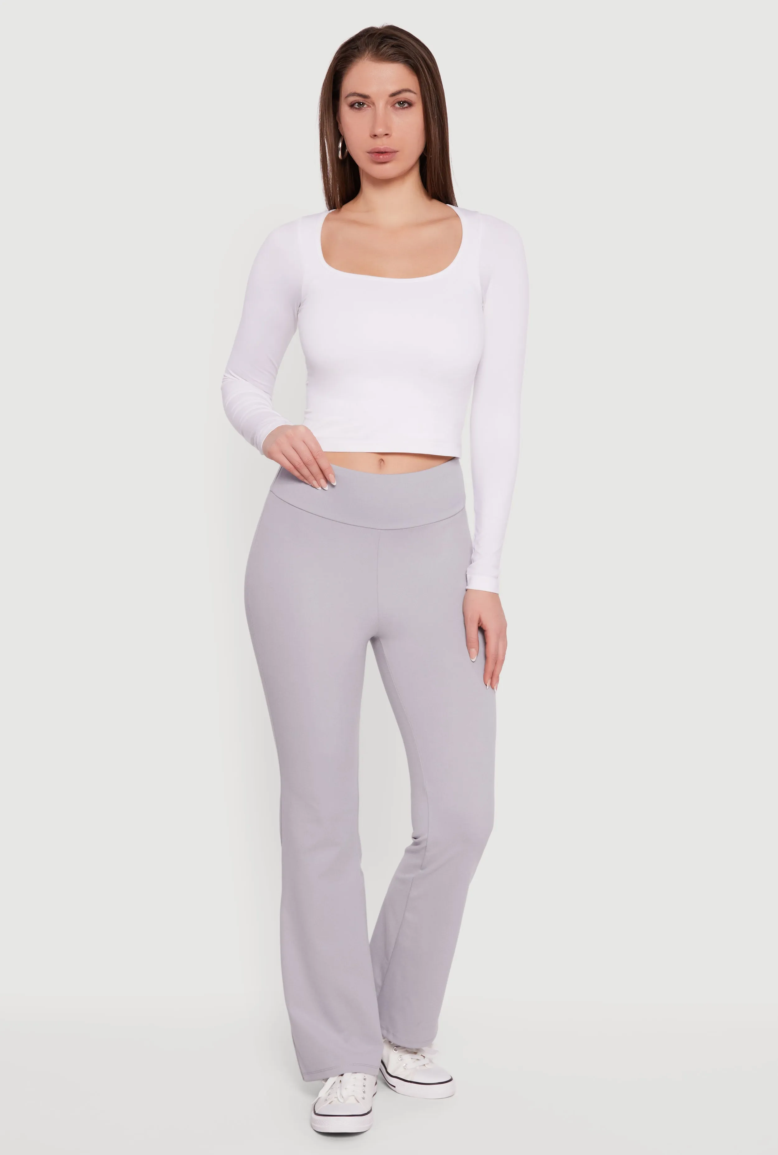 Mid Rise Brushed Knit Bootcut Pants sold by Rainbow