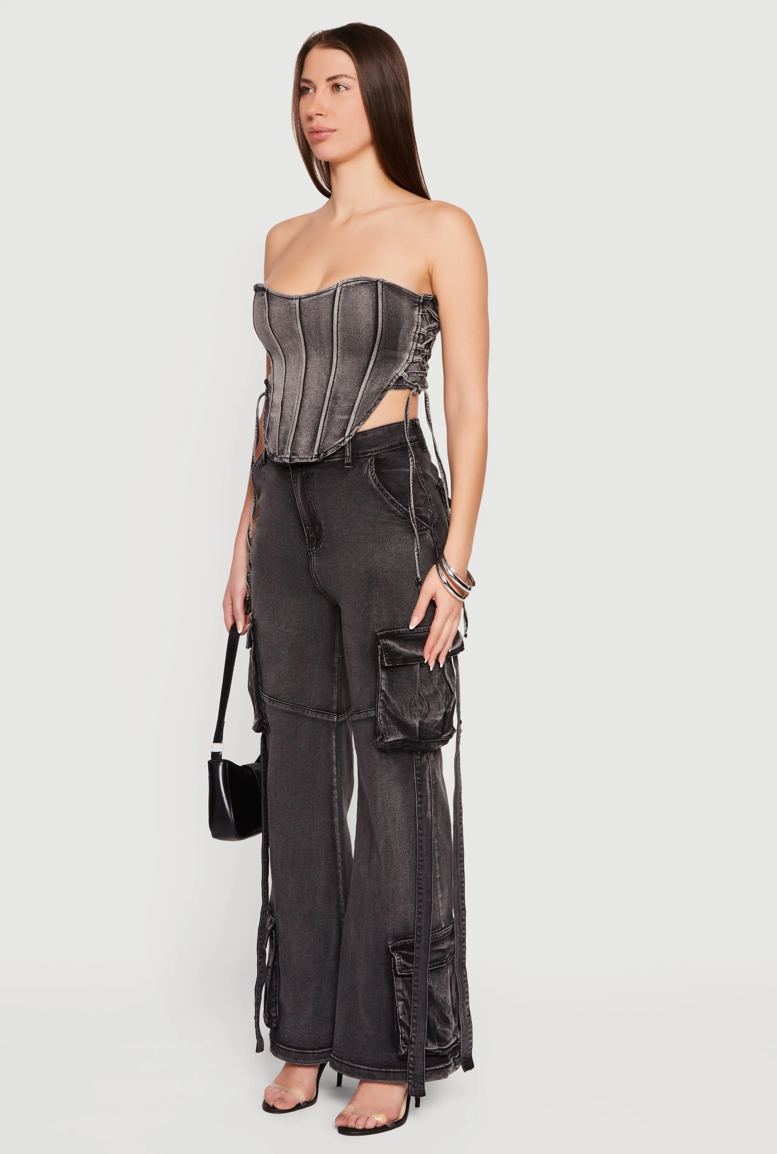 Lace Up Side Denim Corset Top sold by Rainbow product image thumbnail 5