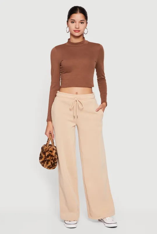 Drawstring Waist Pull On Wide Leg Sweatpants sold by Rainbow