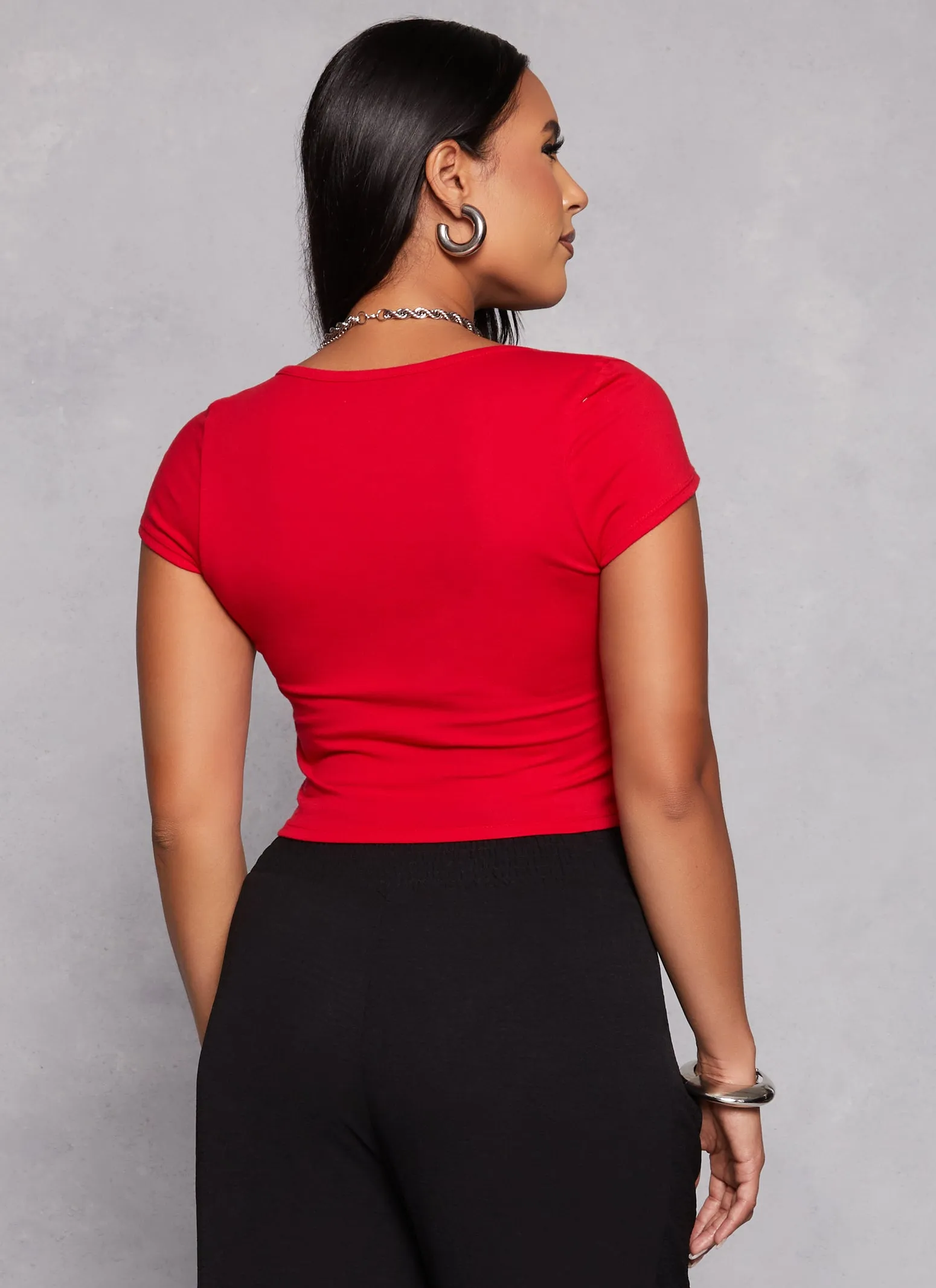 Zip Front Cropped T Shirt sold by Rainbow product image thumbnail 3