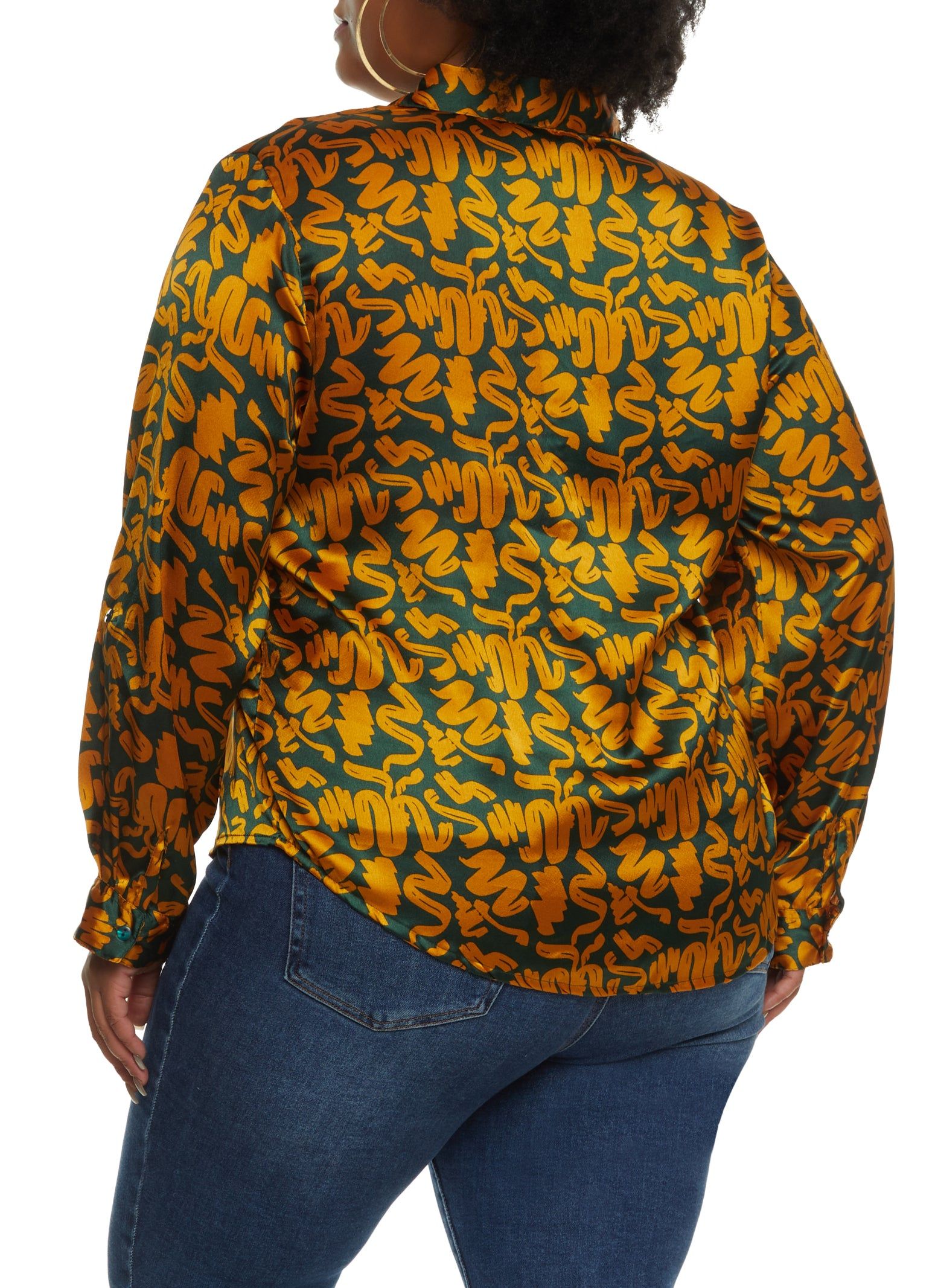 Plus Size Satin Printed Button Front Shirt sold by Rainbow product image thumbnail 2