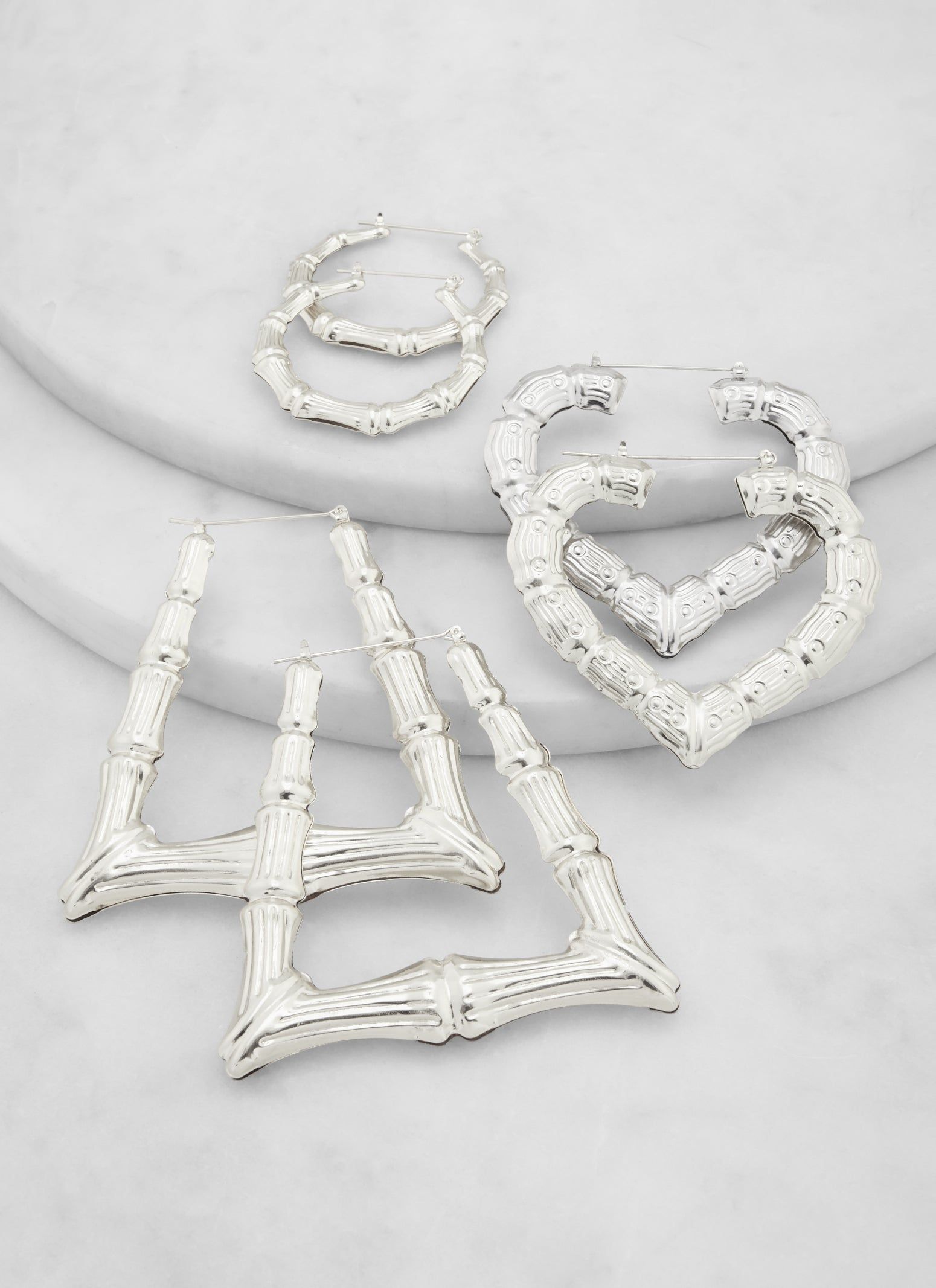 Metallic Assorted Bamboo Hoop Earrings sold by Rainbow product image thumbnail 2