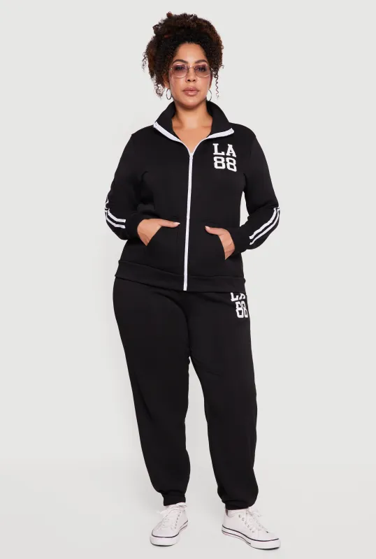 Plus Size High Waisted LA 88 Graphic Sweatpants sold by Rainbow