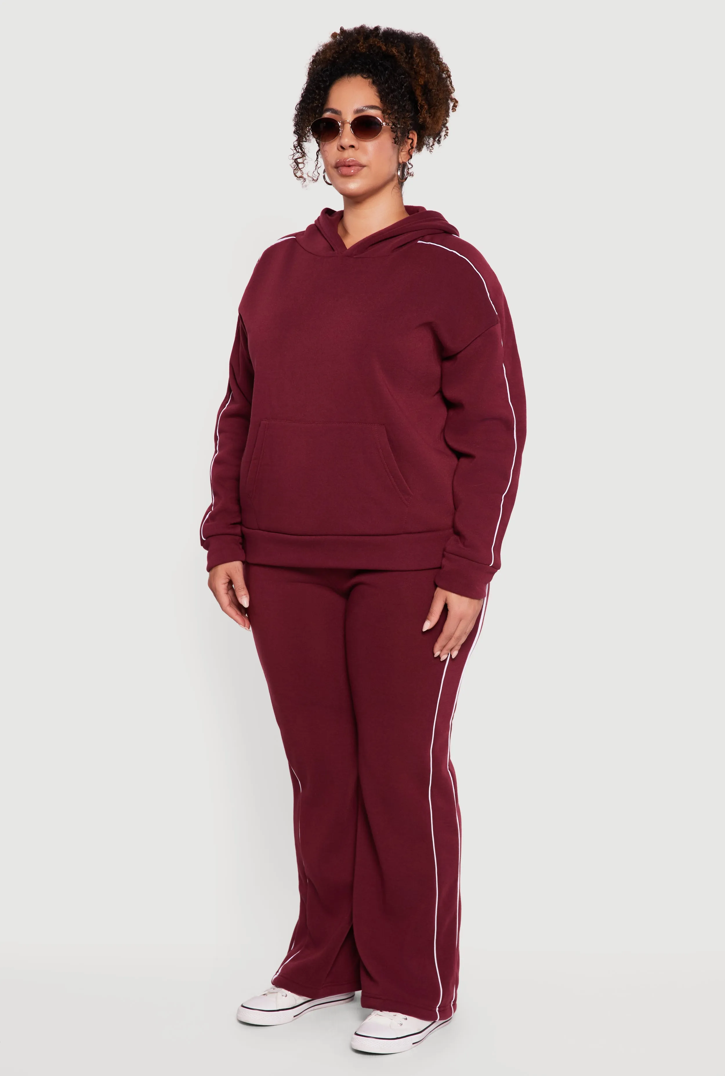 Plus Size Contrast Trim Hooded Sweatshirt sold by Rainbow product image thumbnail 5