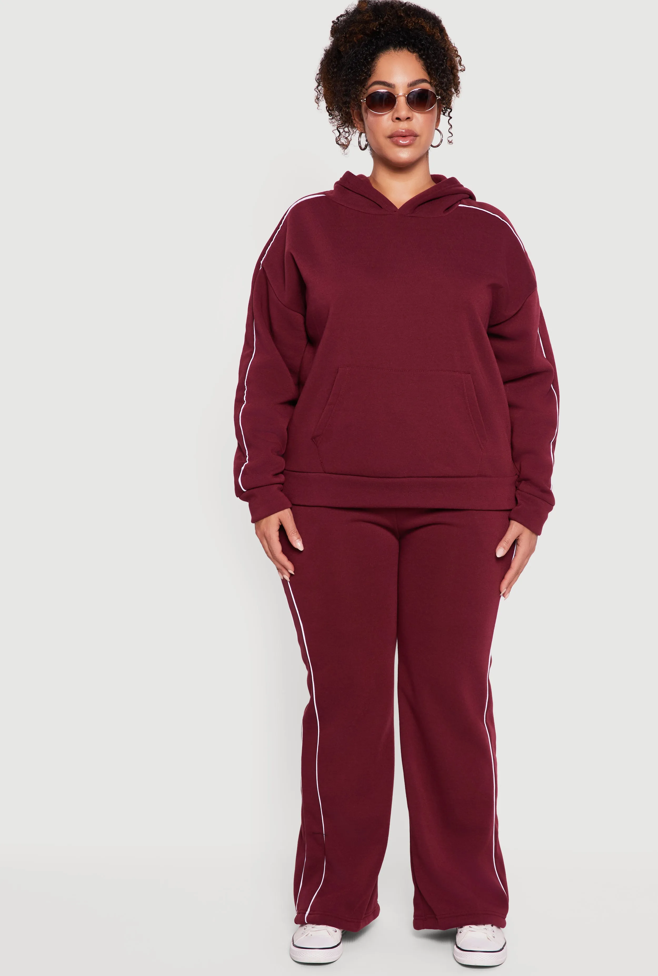 Plus Size Contrast Trim Hooded Sweatshirt sold by Rainbow product image thumbnail 3