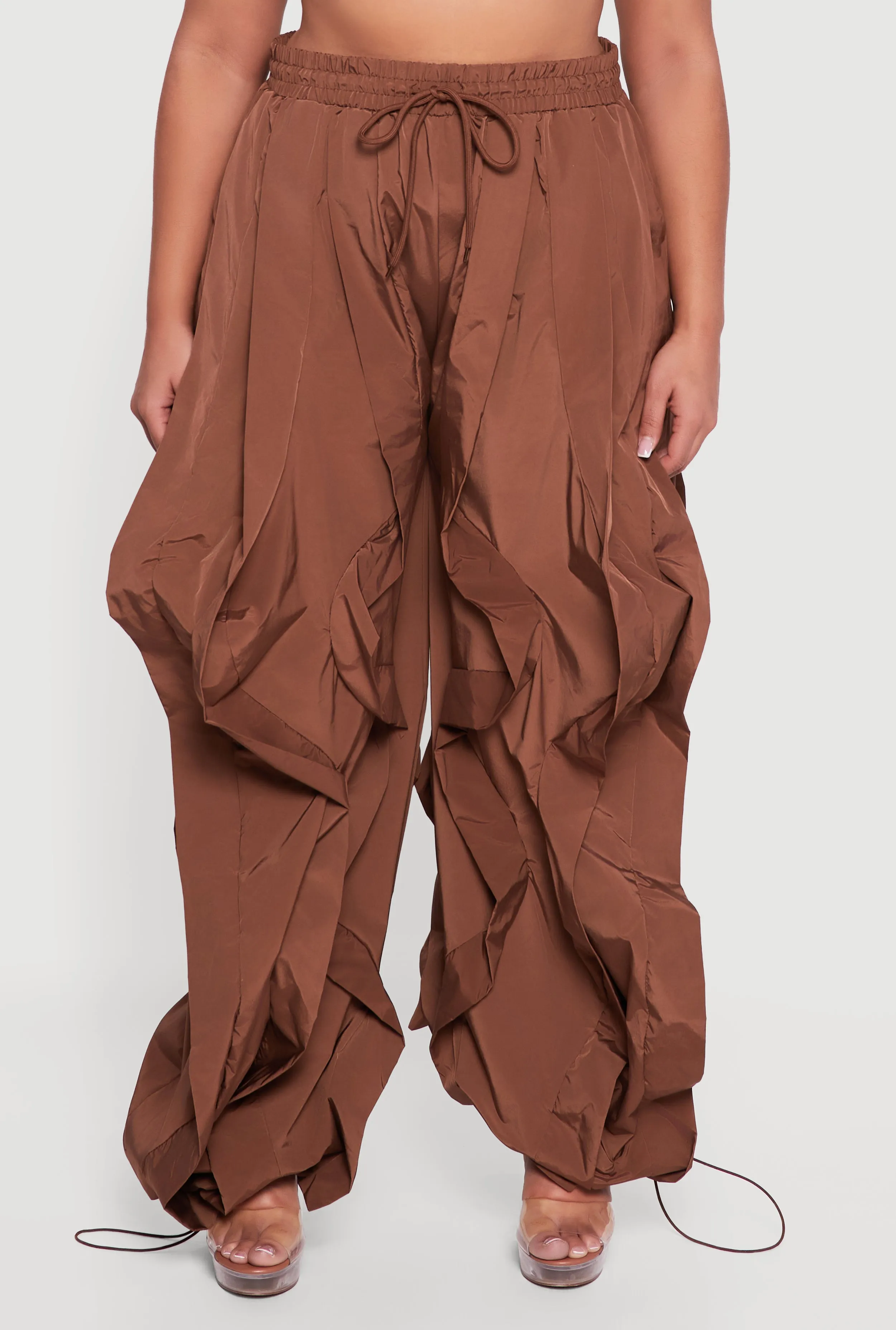 Plus Size Drawstring High Waisted Ruffle Detail Joggers sold by Rainbow product image thumbnail 5