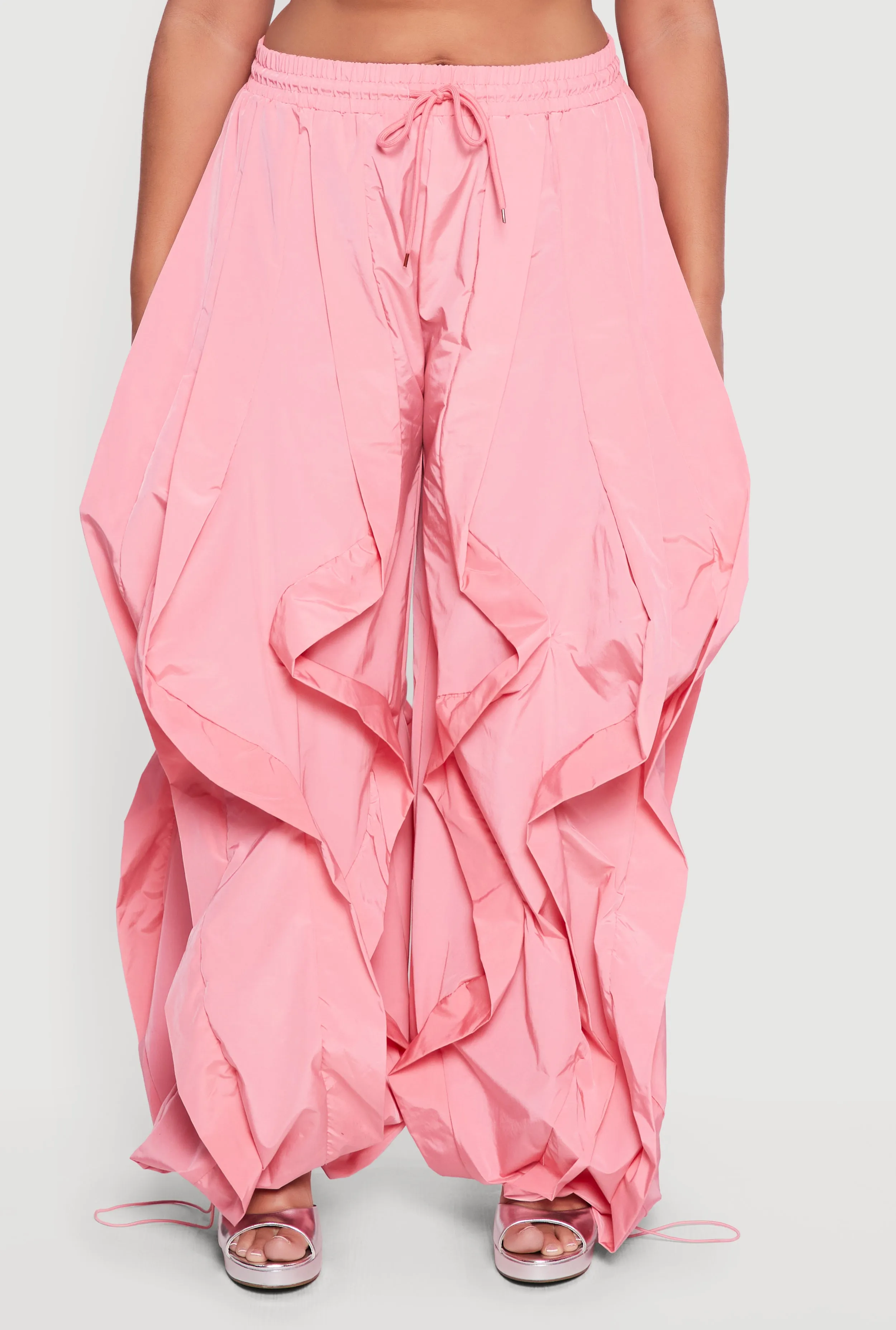 Plus Size Drawstring High Waisted Ruffle Detail Joggers sold by Rainbow product image thumbnail 5