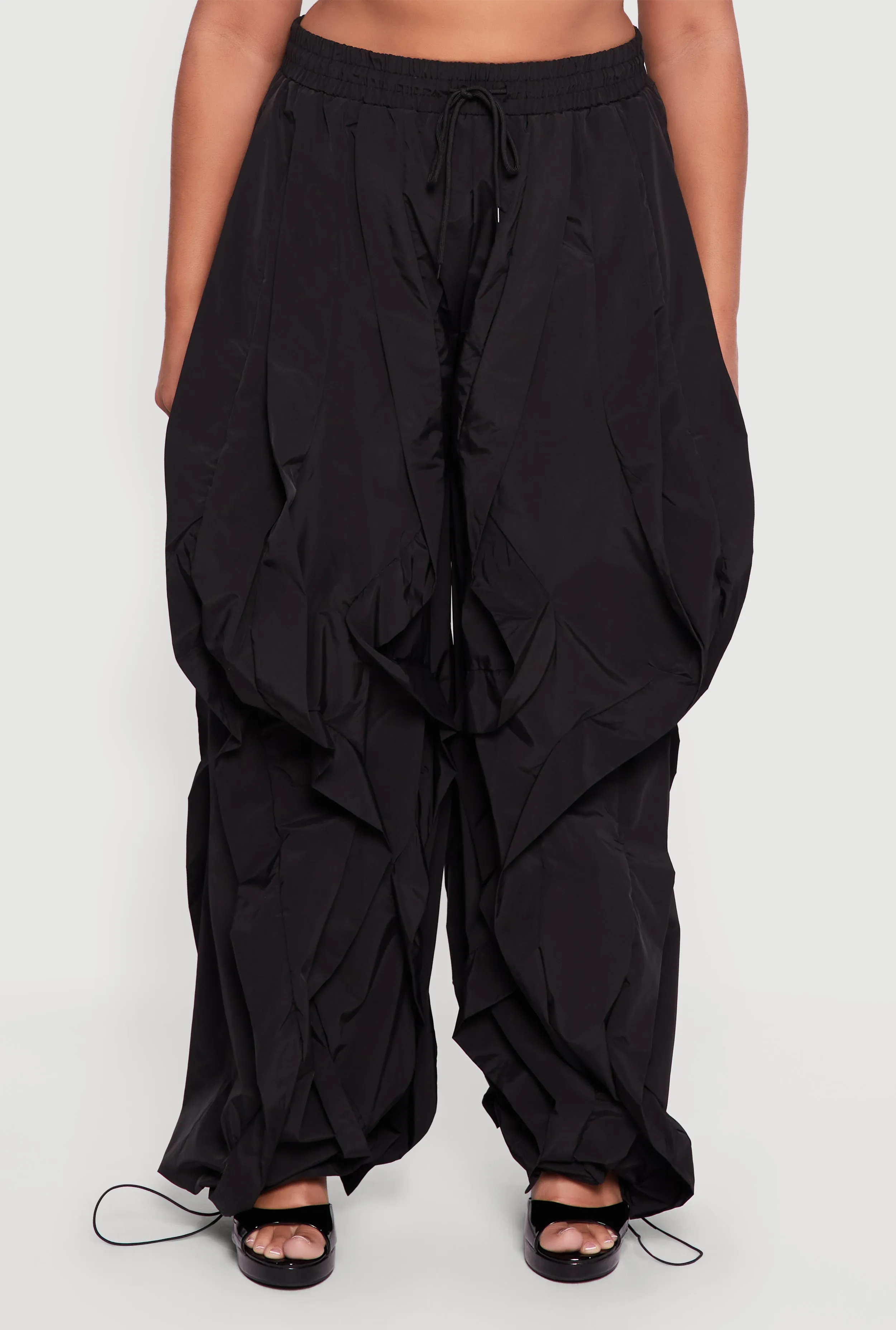 Plus Size Drawstring High Waisted Ruffle Detail Joggers sold by Rainbow product image thumbnail 5