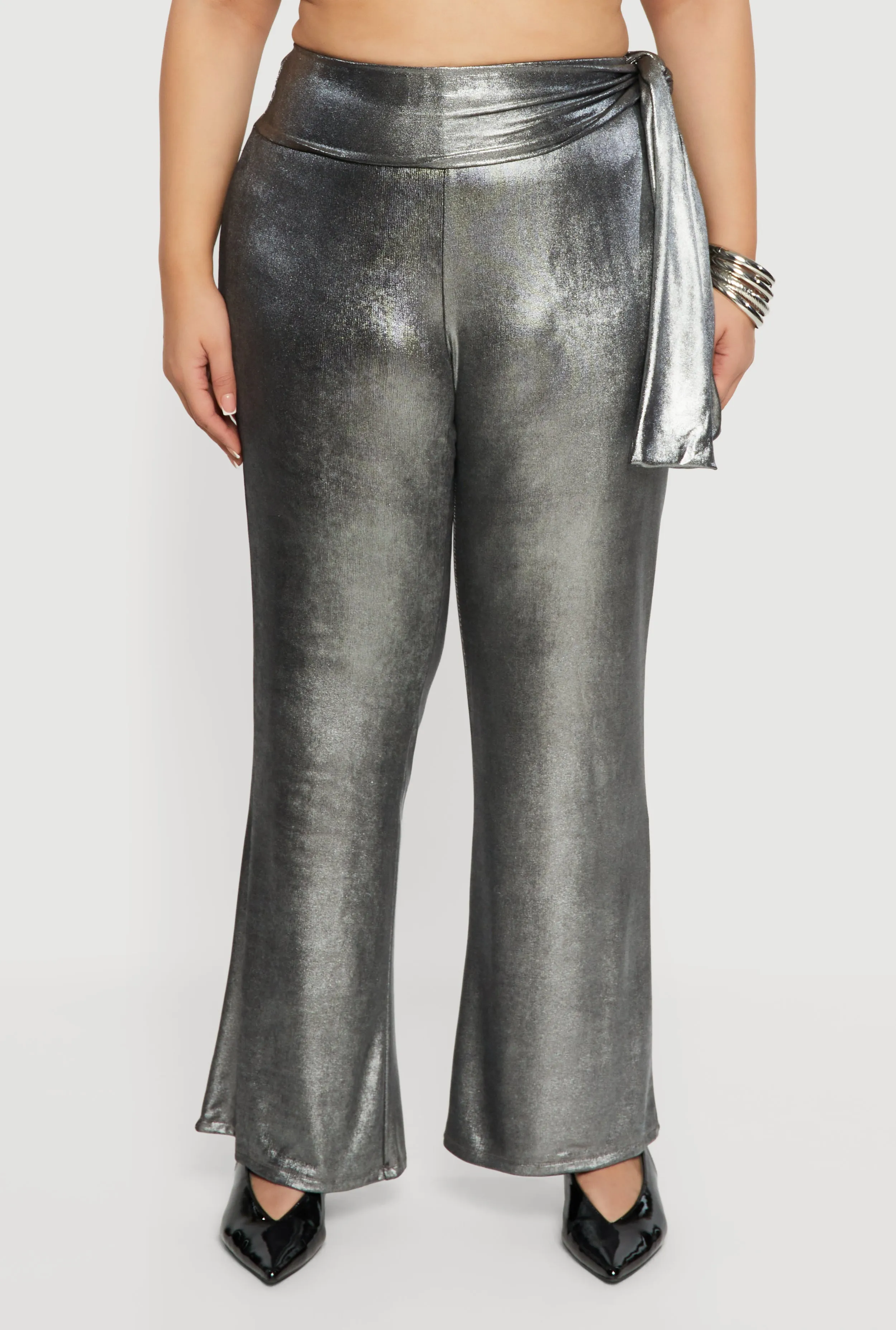 Plus Size Side Tie High Waisted Pull On Pants sold by Rainbow product image thumbnail 3