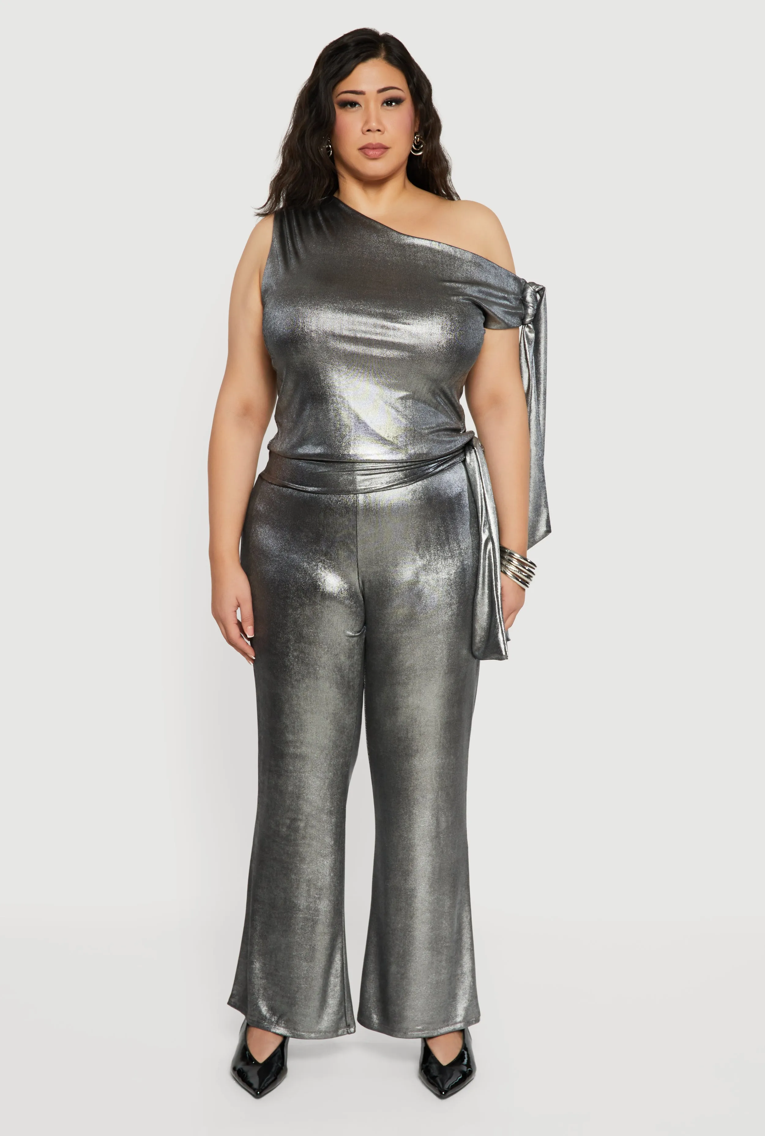 Plus Size Side Tie High Waisted Pull On Pants sold by Rainbow