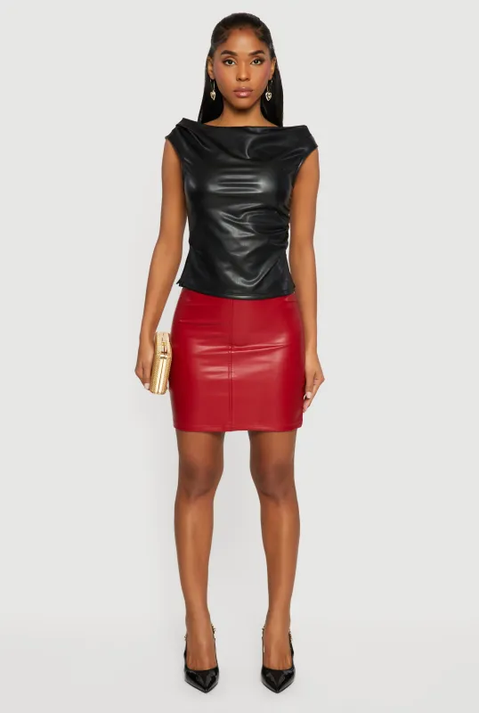 Faux Leather Mini Pencil Skirt sold by Rainbow