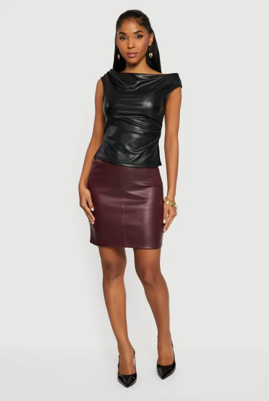 Faux Leather Mini Pencil Skirt sold by Rainbow
