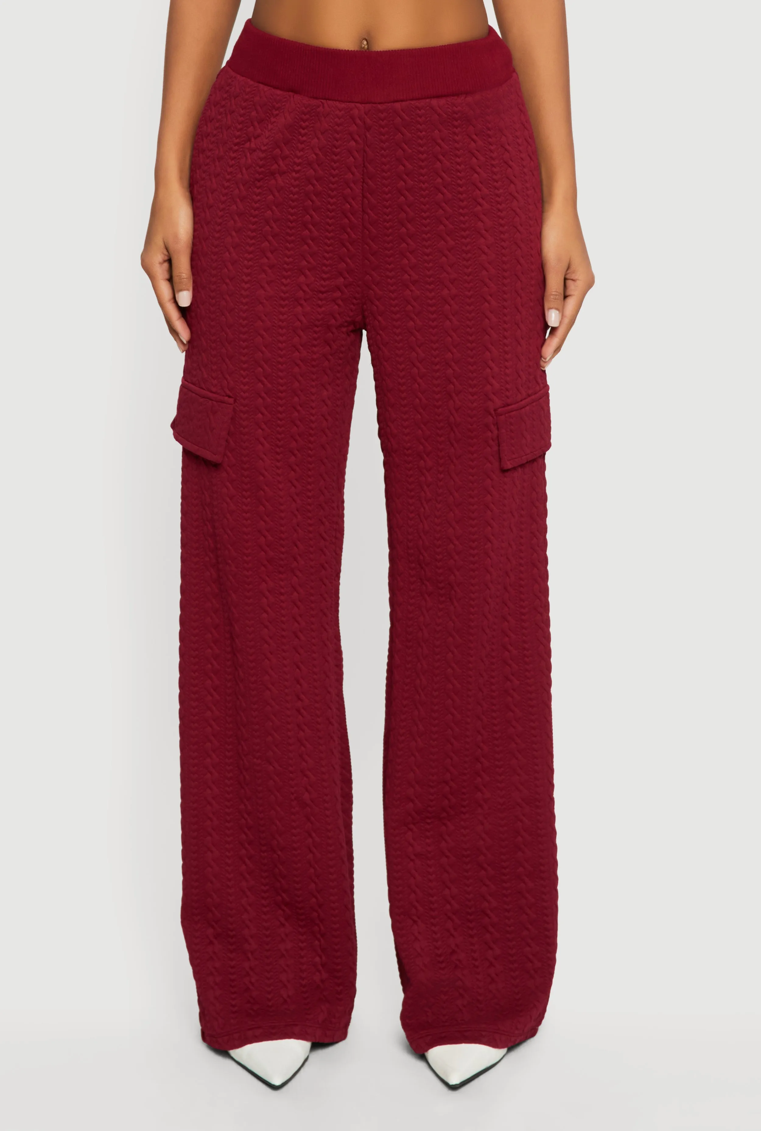 High Waisted Wide Leg Textured Knit Pants sold by Rainbow product image thumbnail 3