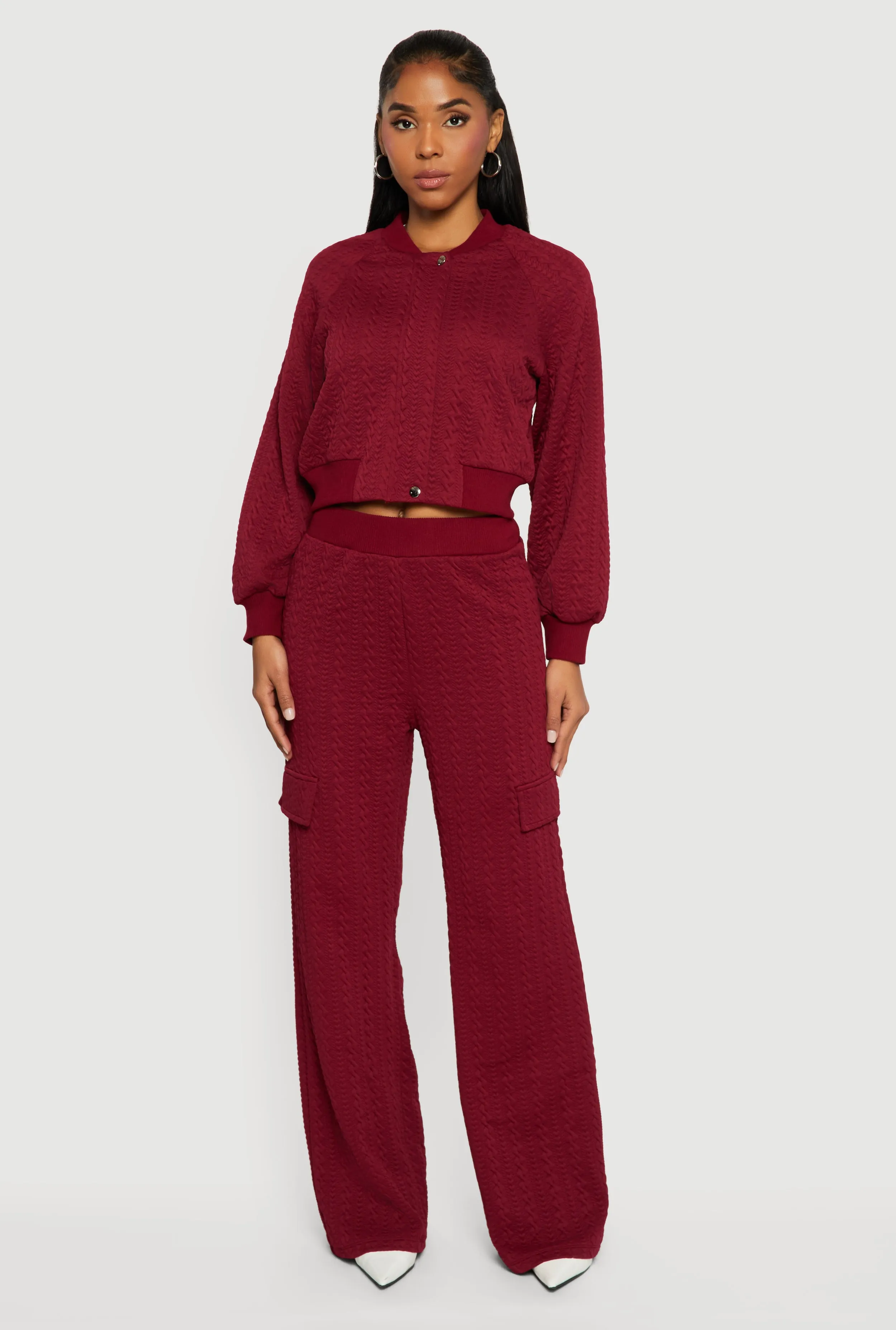 High Waisted Wide Leg Textured Knit Pants sold by Rainbow