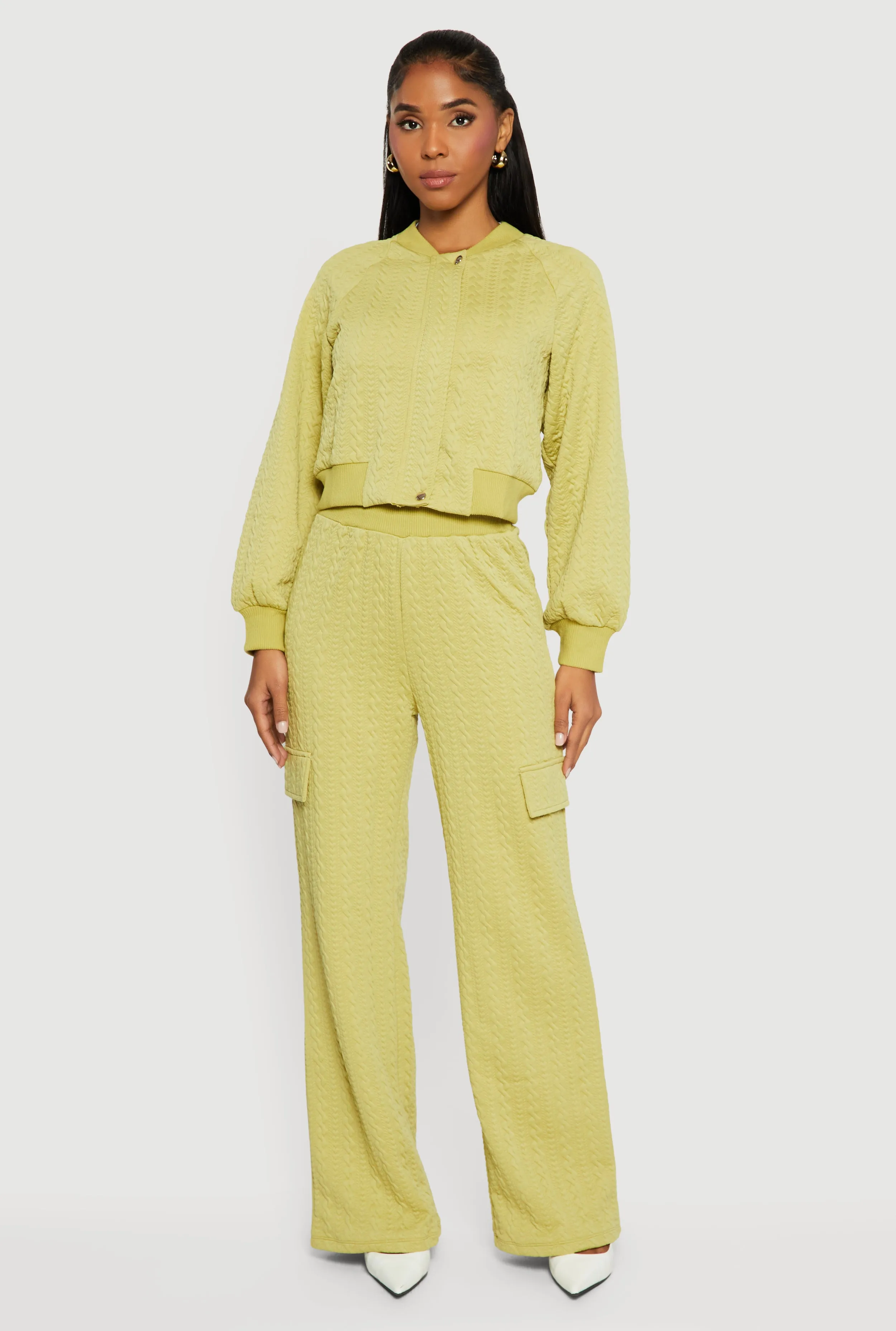 High Waisted Wide Leg Textured Knit Pants sold by Rainbow product image thumbnail 2