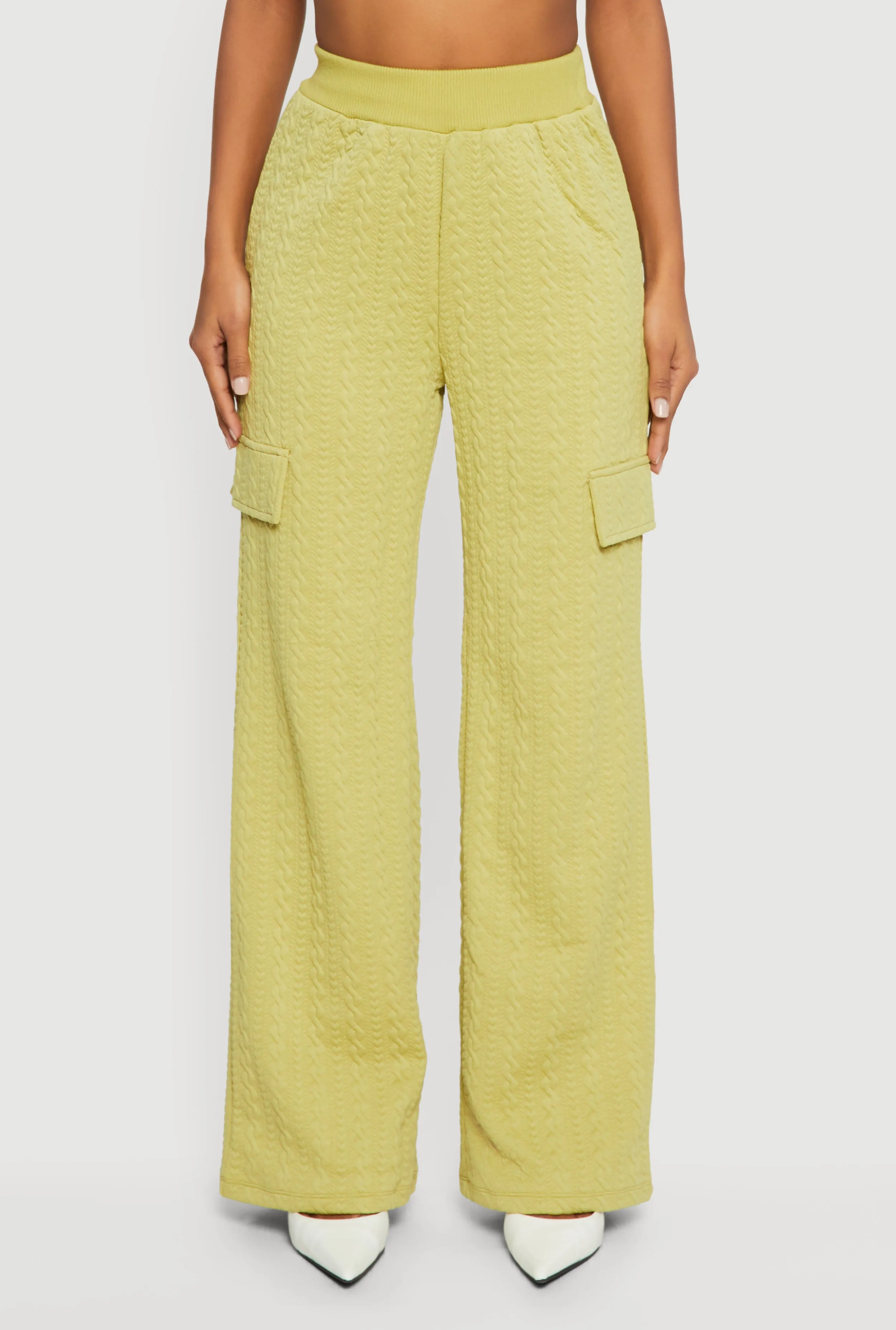 High Waisted Wide Leg Textured Knit Pants sold by Rainbow product image thumbnail 3