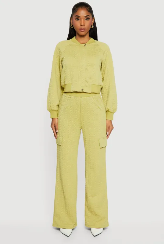 High Waisted Wide Leg Textured Knit Pants sold by Rainbow