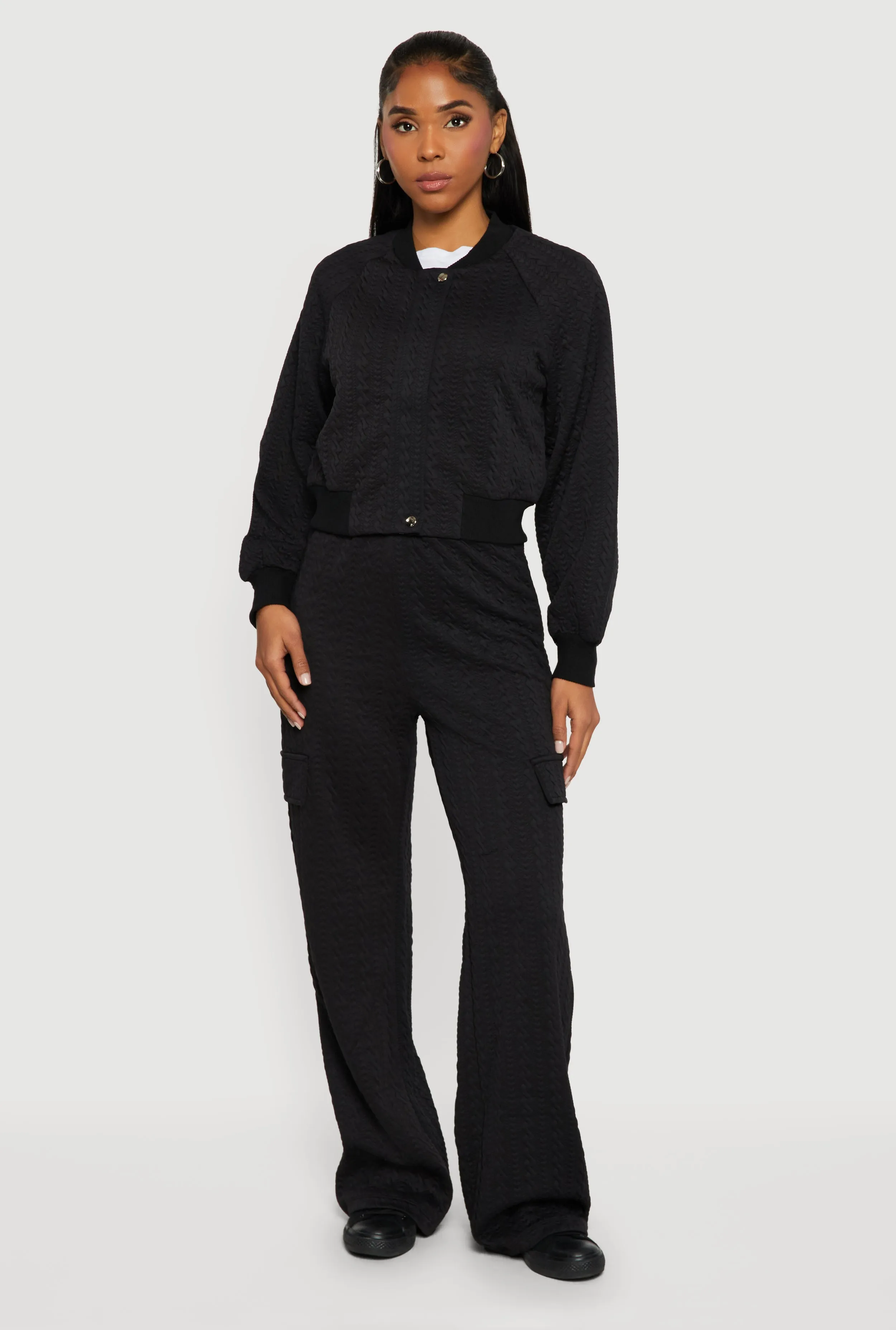 High Waisted Wide Leg Textured Knit Pants sold by Rainbow product image thumbnail 2