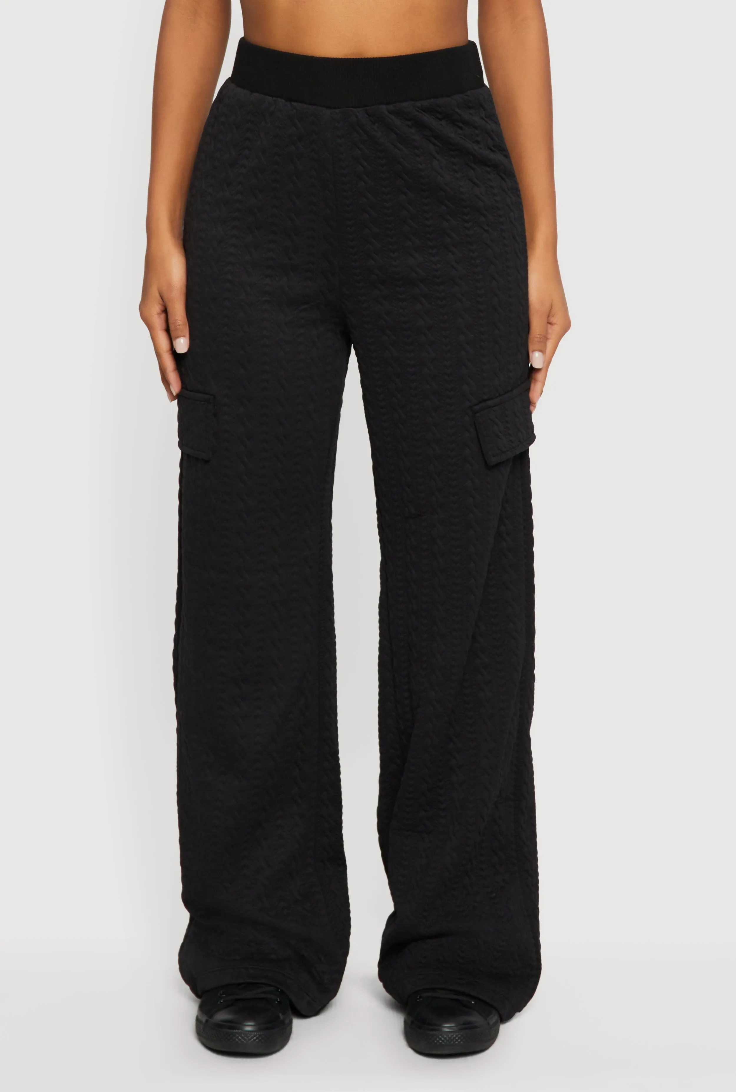 High Waisted Wide Leg Textured Knit Pants sold by Rainbow product image thumbnail 3