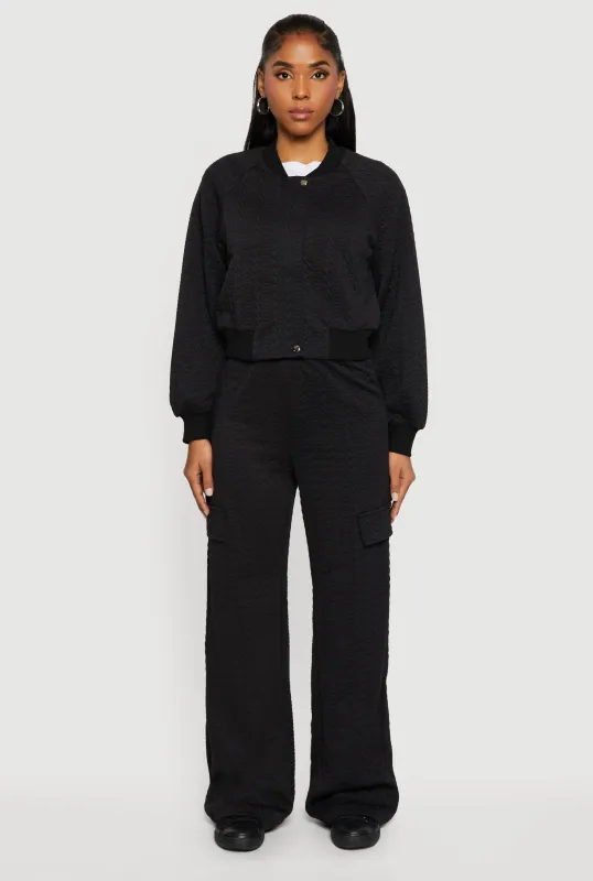 High Waisted Wide Leg Textured Knit Pants sold by Rainbow