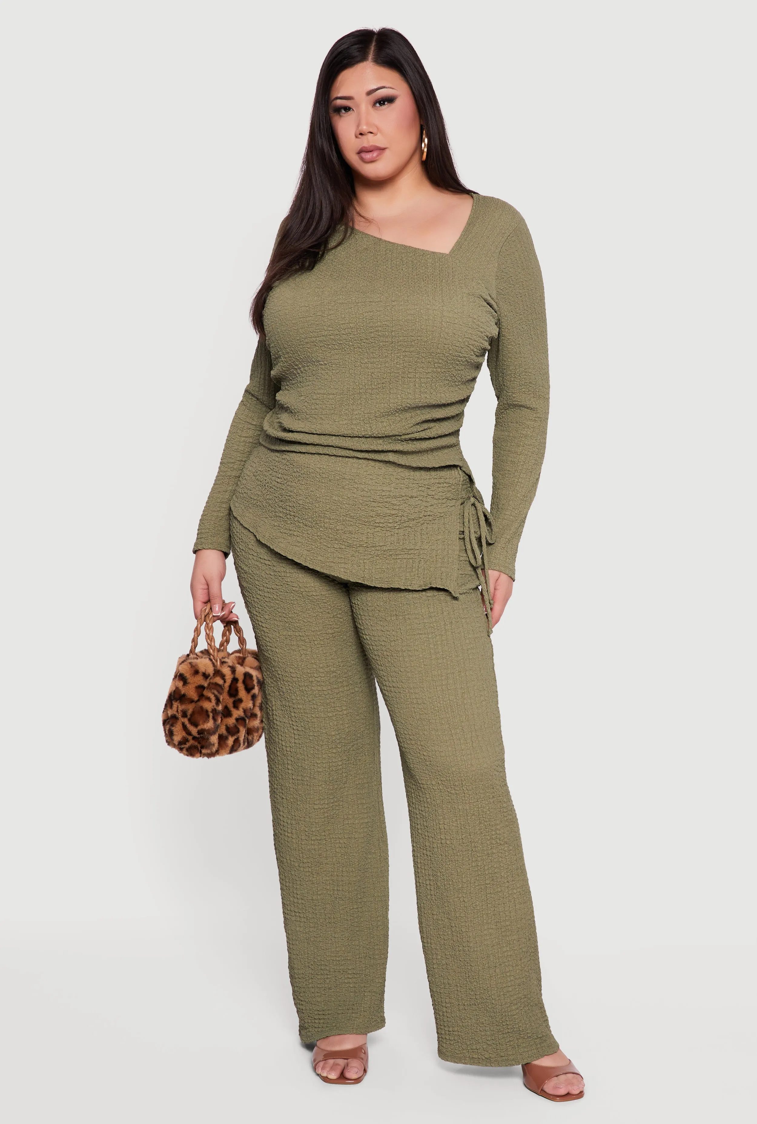 Plus Size High Waisted Side Tie Fold Over Pants sold by Rainbow product image thumbnail 2