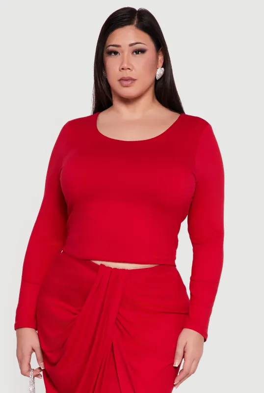 Plus Size Soft Knit Long Sleeve Scoop Neck Top sold by Rainbow