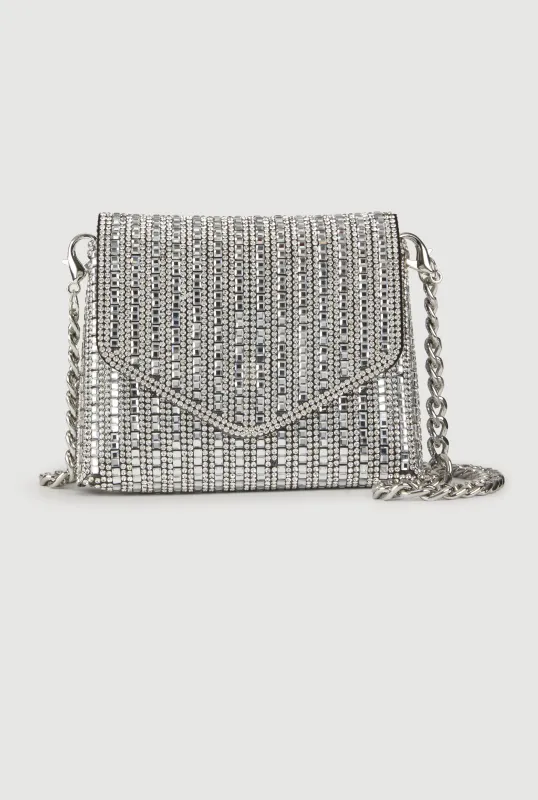 Mini Rhinestone Envelope Clutch with Removable Strap sold by Rainbow